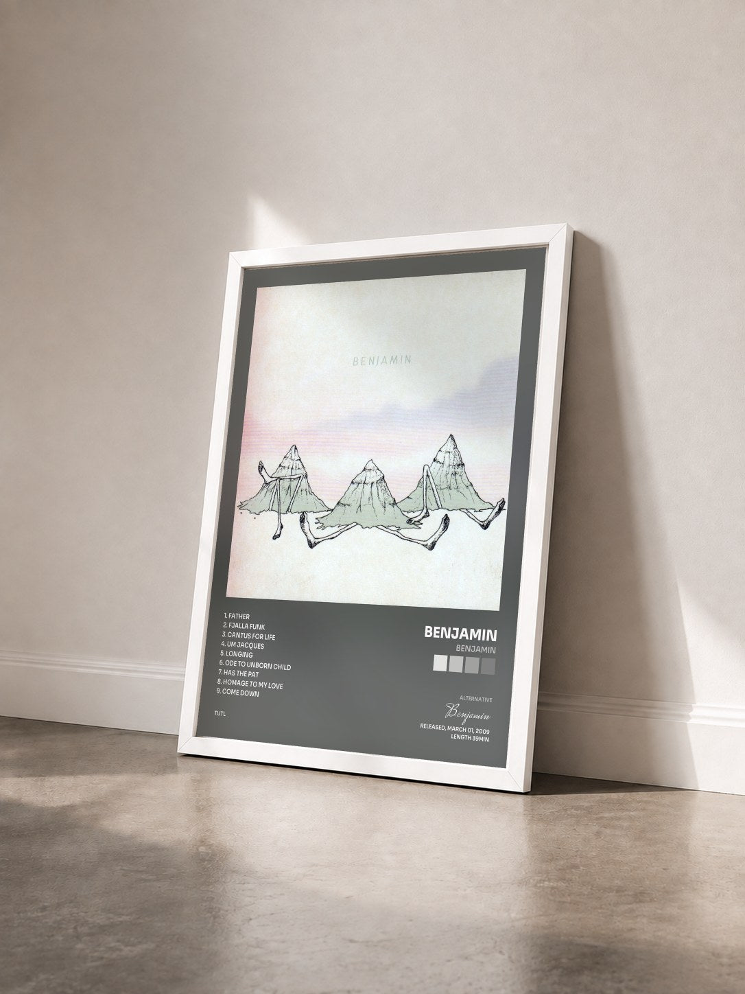 #blanc Tableau de l'album Benjamin de Benjamin vu de trois quarts, cadre blanc
