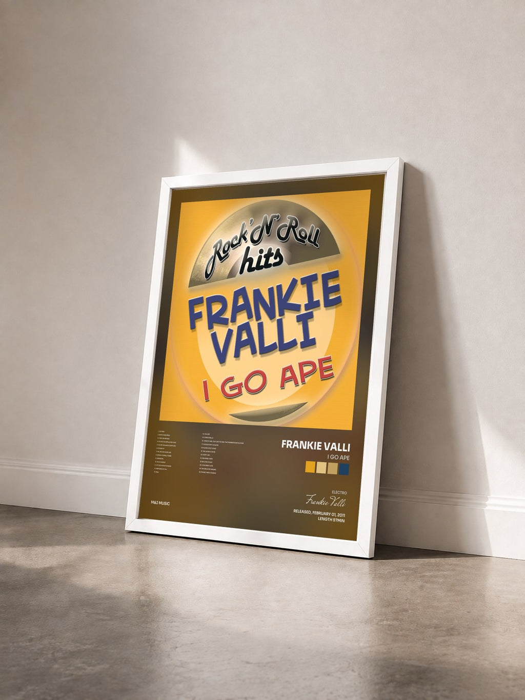 #blanc Tableau de l'album I Go Ape de Frankie Valli vu de trois quarts, cadre blanc