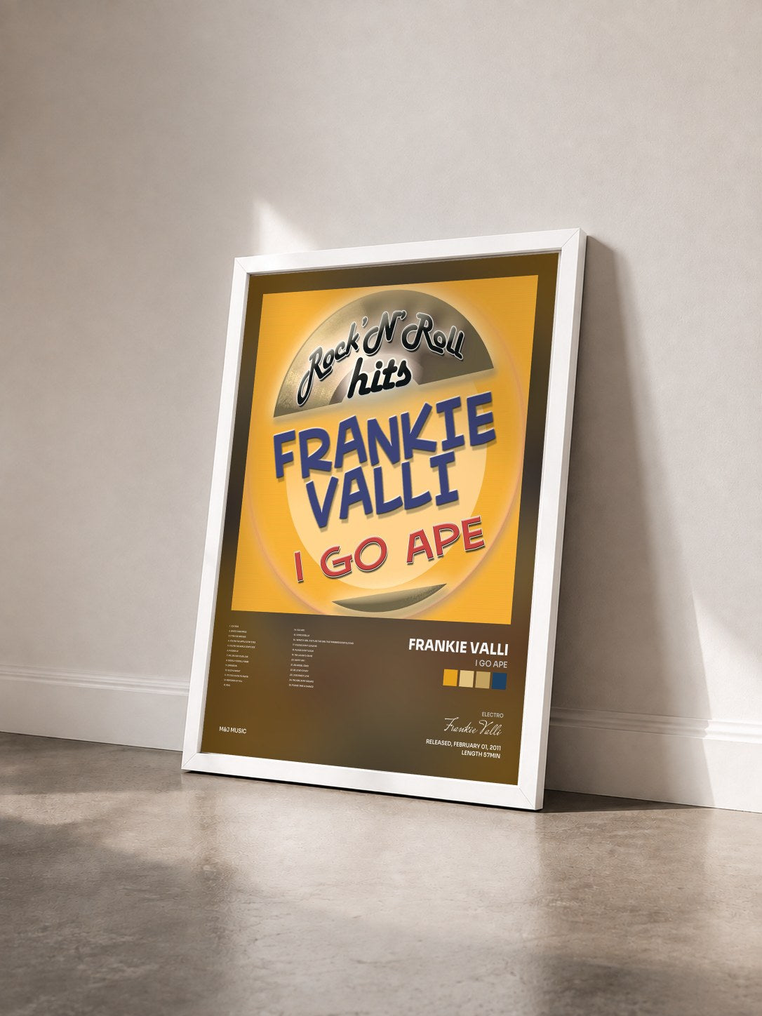 #blanc Tableau de l'album I Go Ape de Frankie Valli vu de trois quarts, cadre blanc