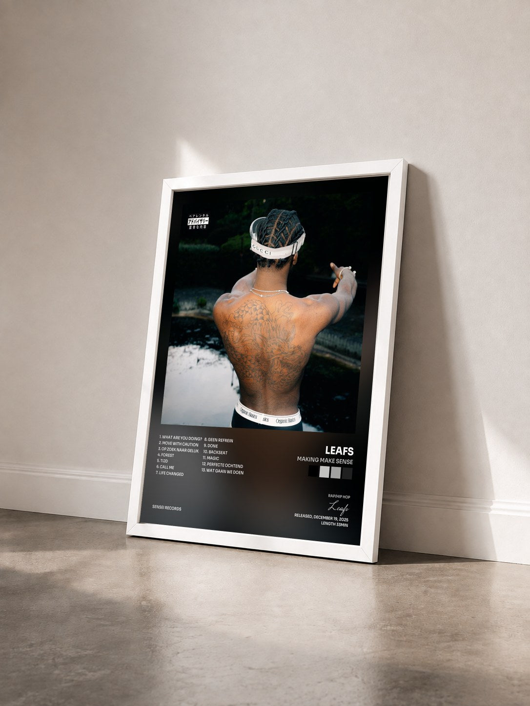 #blanc Tableau de l'album Making Make Sense de Leafs vu de trois quarts, cadre blanc