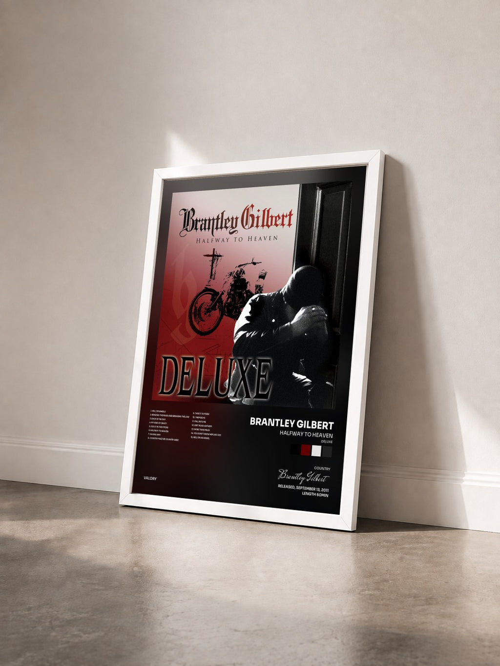 #blanc Halfway To Heaven (Deluxe) by Brantley Gilbert as a framed art print seen at an angle, white frame