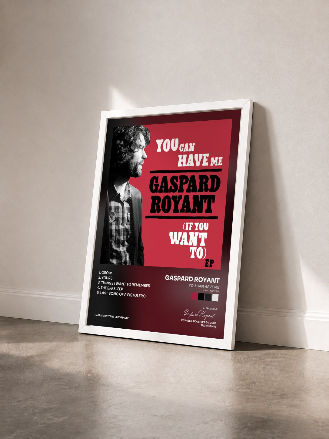#blanc Tableau de l'album You Can Have Me (If You Want to) - EP de Gaspard Royant vu de trois quarts, cadre blanc