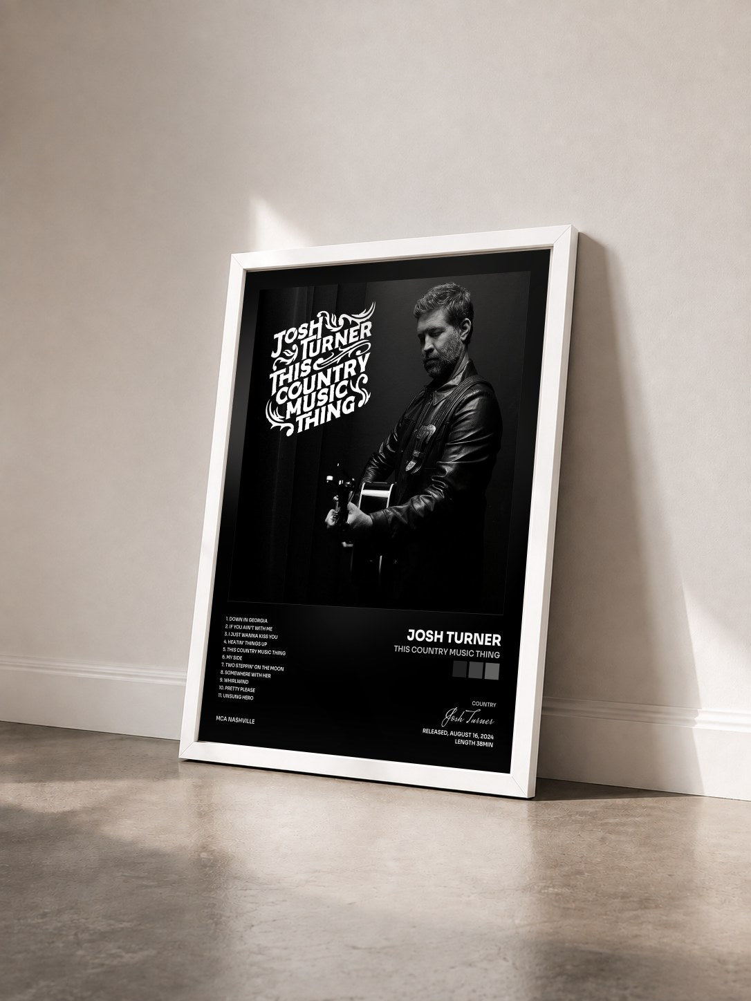 #blanc Tableau de l'album This Country Music Thing de Josh Turner vu de trois quarts, cadre blanc