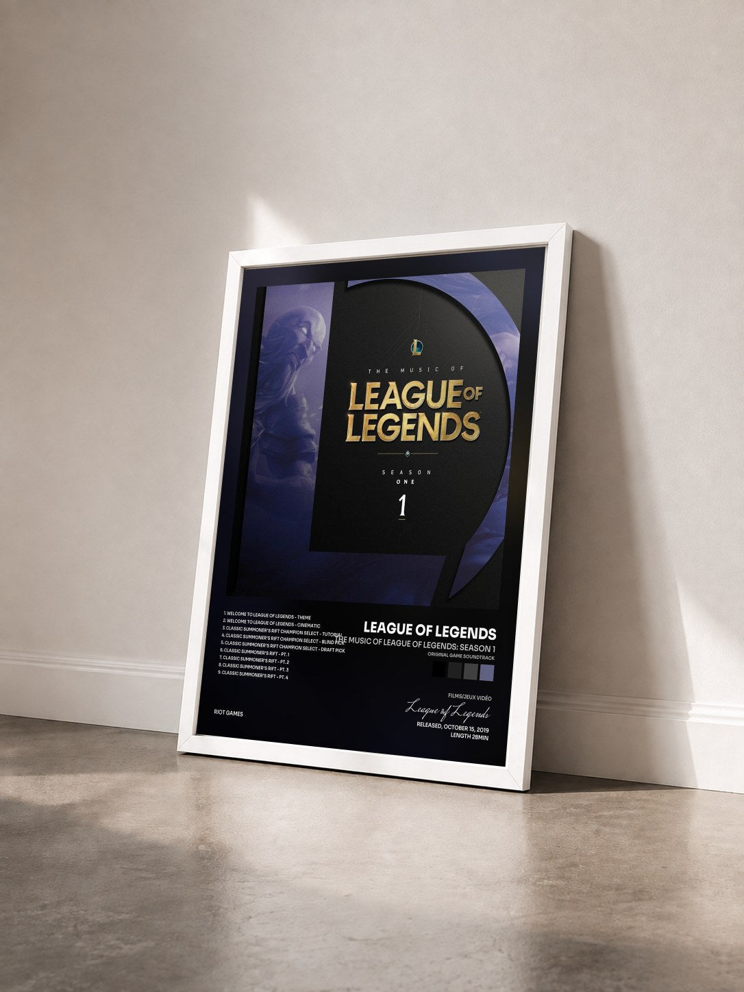 #blanc Tableau de l'album The Music of League of Legends: Season 1 (Original Game Soundtrack) de League of Legends vu de trois quarts, cadre blanc