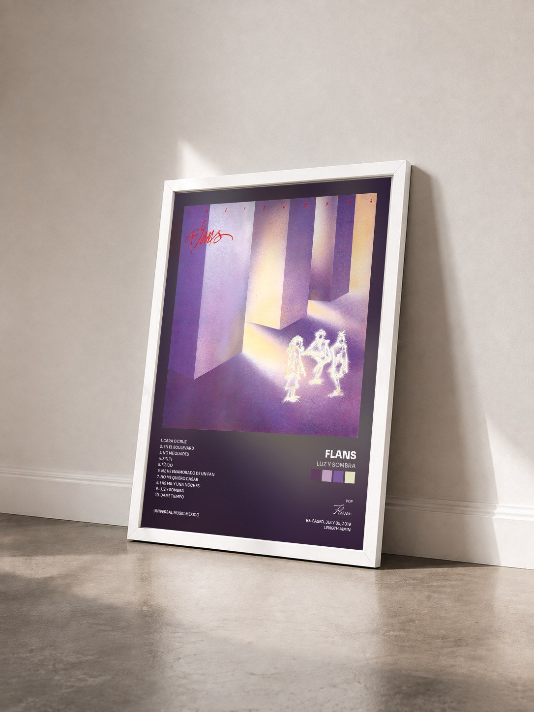 #blanc Tableau de l'album Luz Y Sombra de Flans vu de trois quarts, cadre blanc