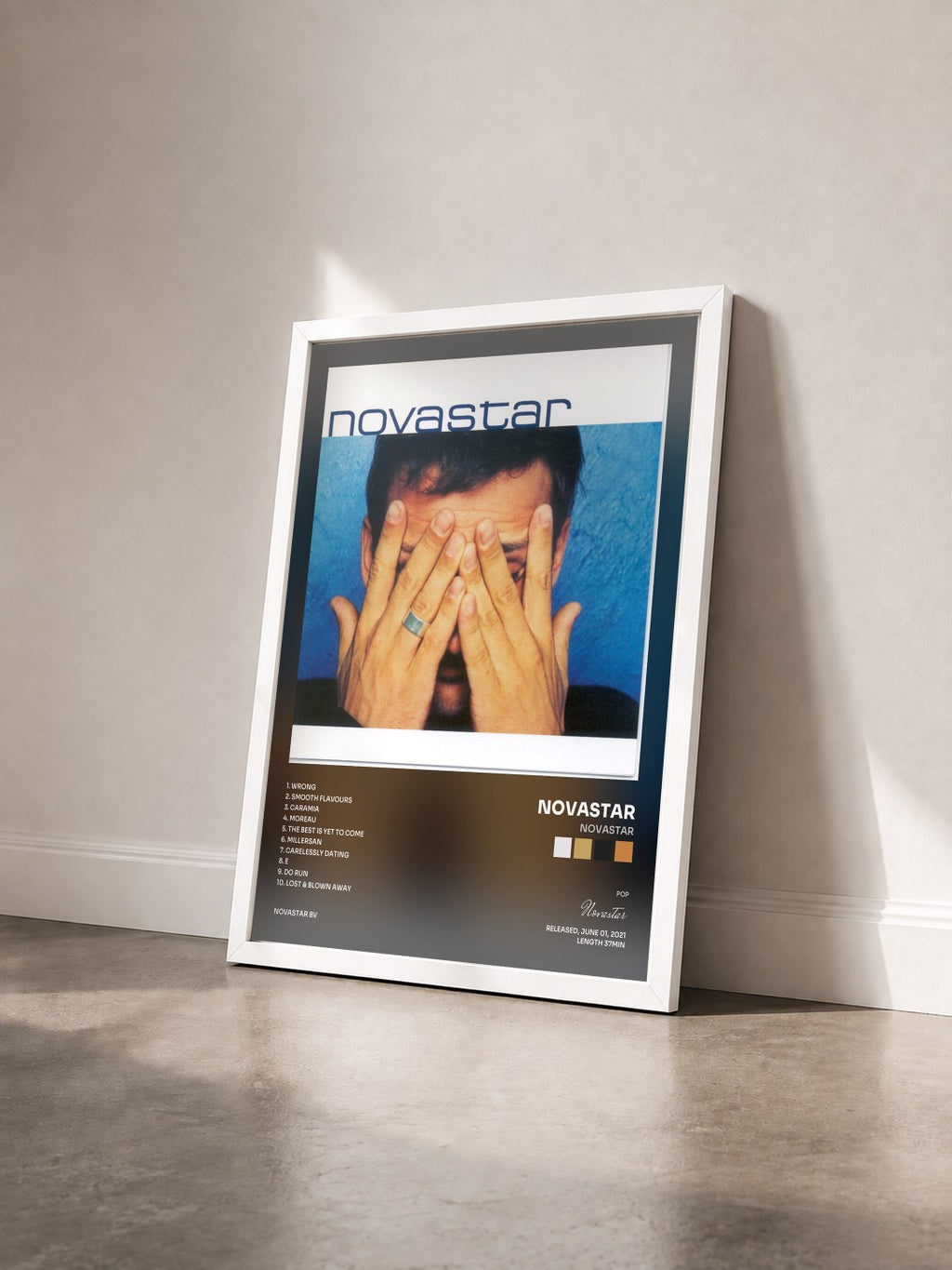 #blanc Tableau de l'album Novastar de Novastar vu de trois quarts, cadre blanc