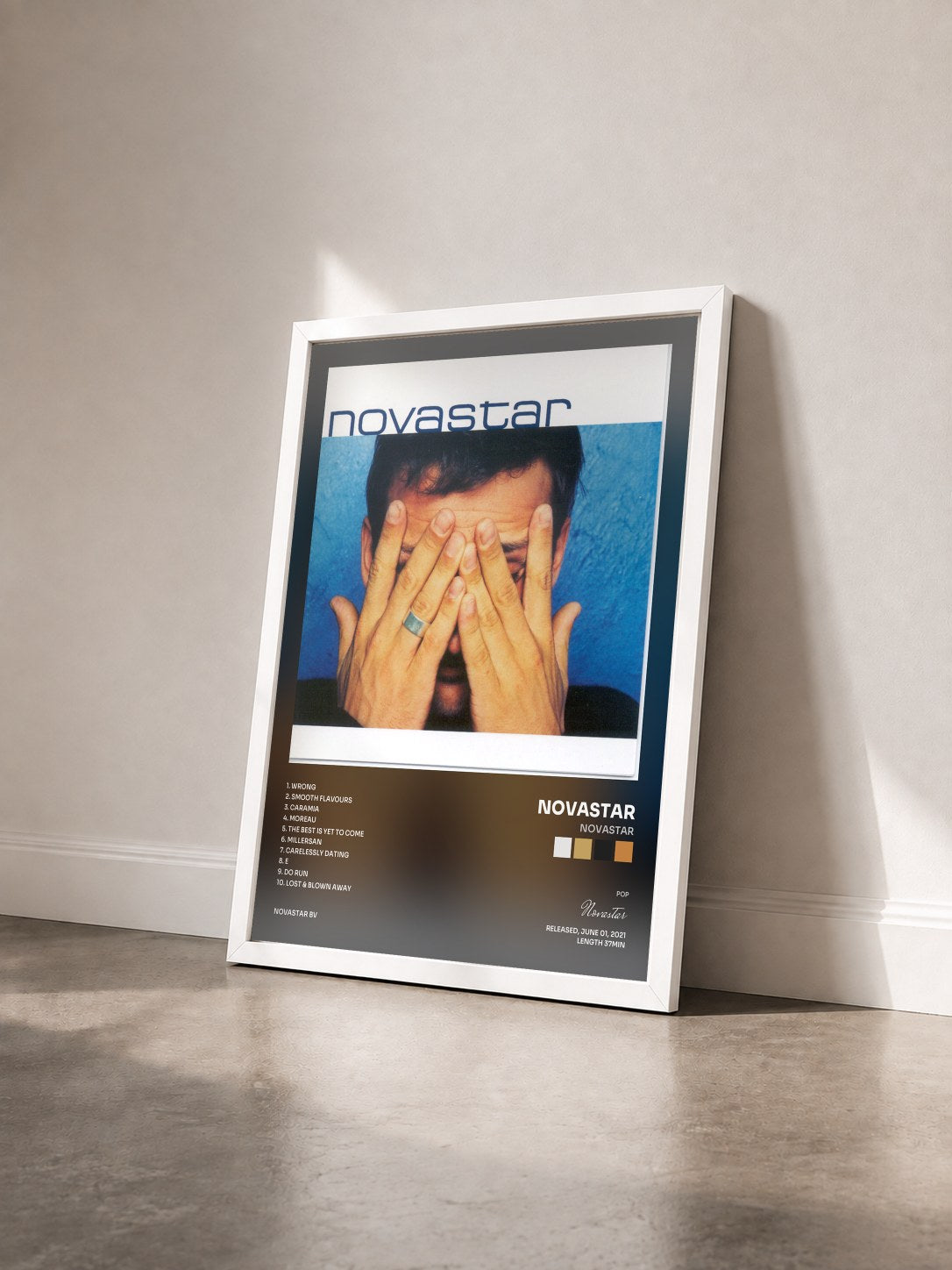 #blanc Tableau de l'album Novastar de Novastar vu de trois quarts, cadre blanc