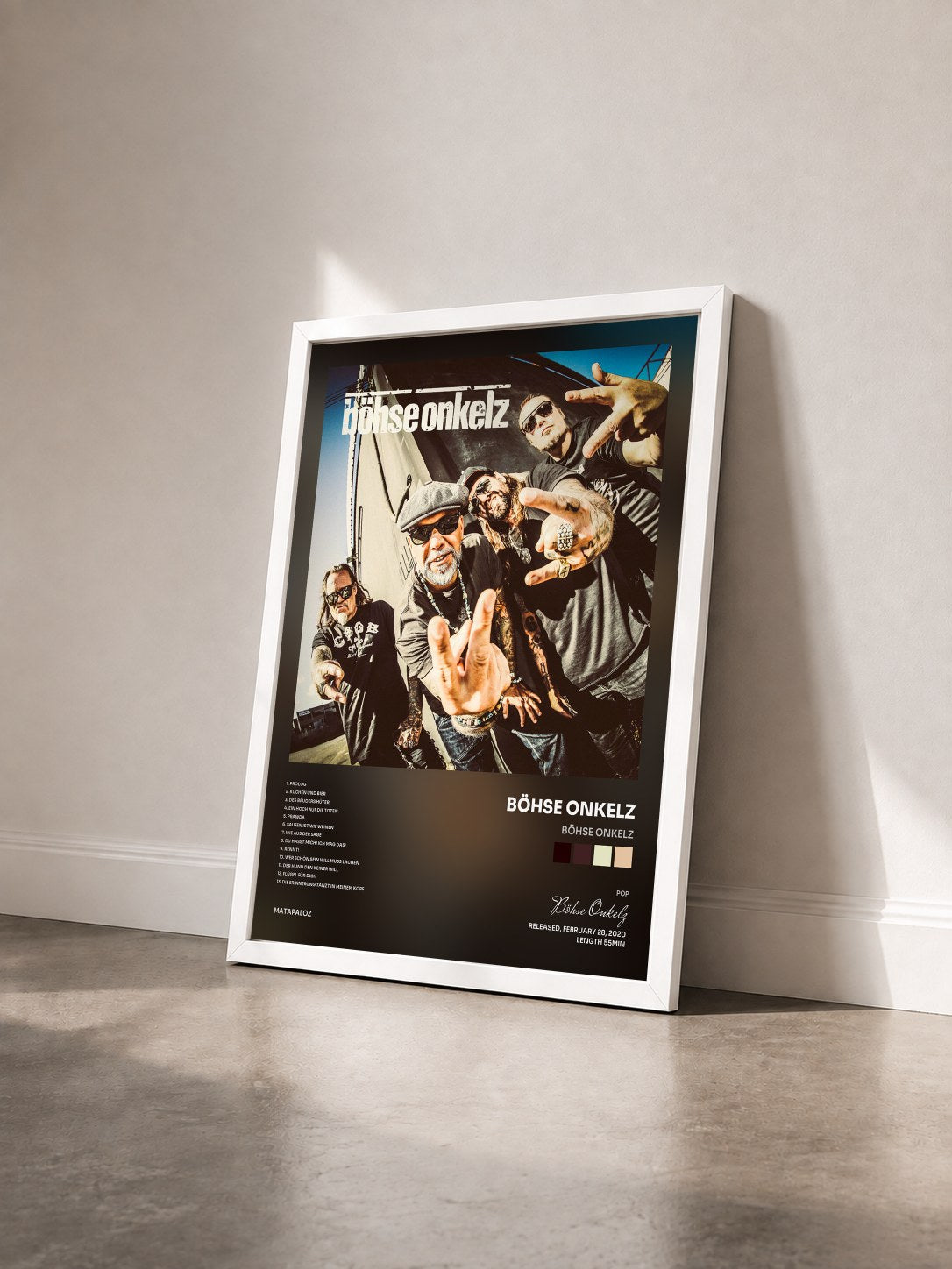 #blanc Tableau de l'album Böhse Onkelz de Böhse Onkelz vu de trois quarts, cadre blanc