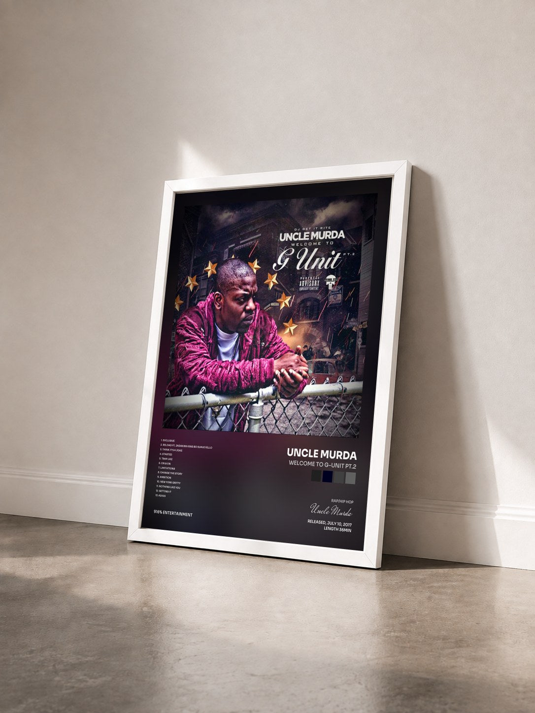 #blanc Tableau de l'album Welcome To G-Unit Pt.2 de Uncle Murda vu de trois quarts, cadre blanc
