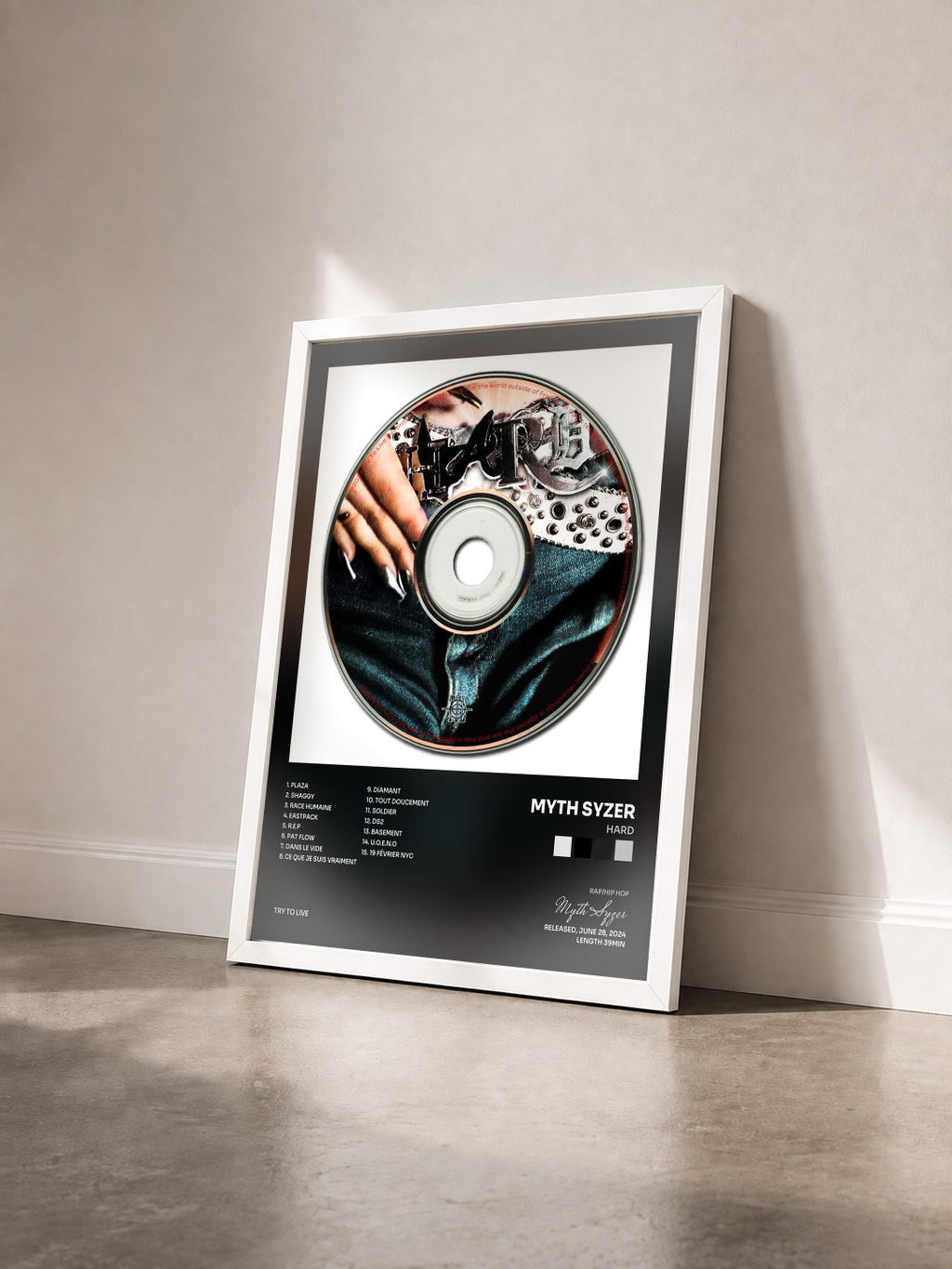 #blanc HARD by Myth Syzer as a framed art print seen at an angle, white frame