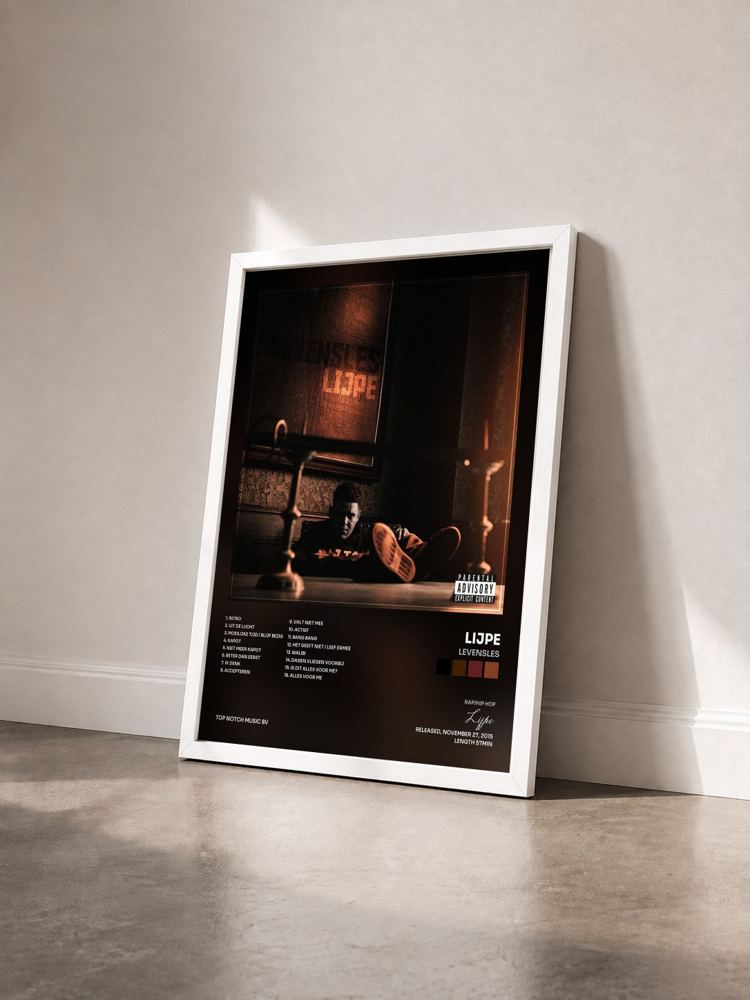 #blanc Tableau de l'album Levensles de Lijpe vu de trois quarts, cadre blanc
