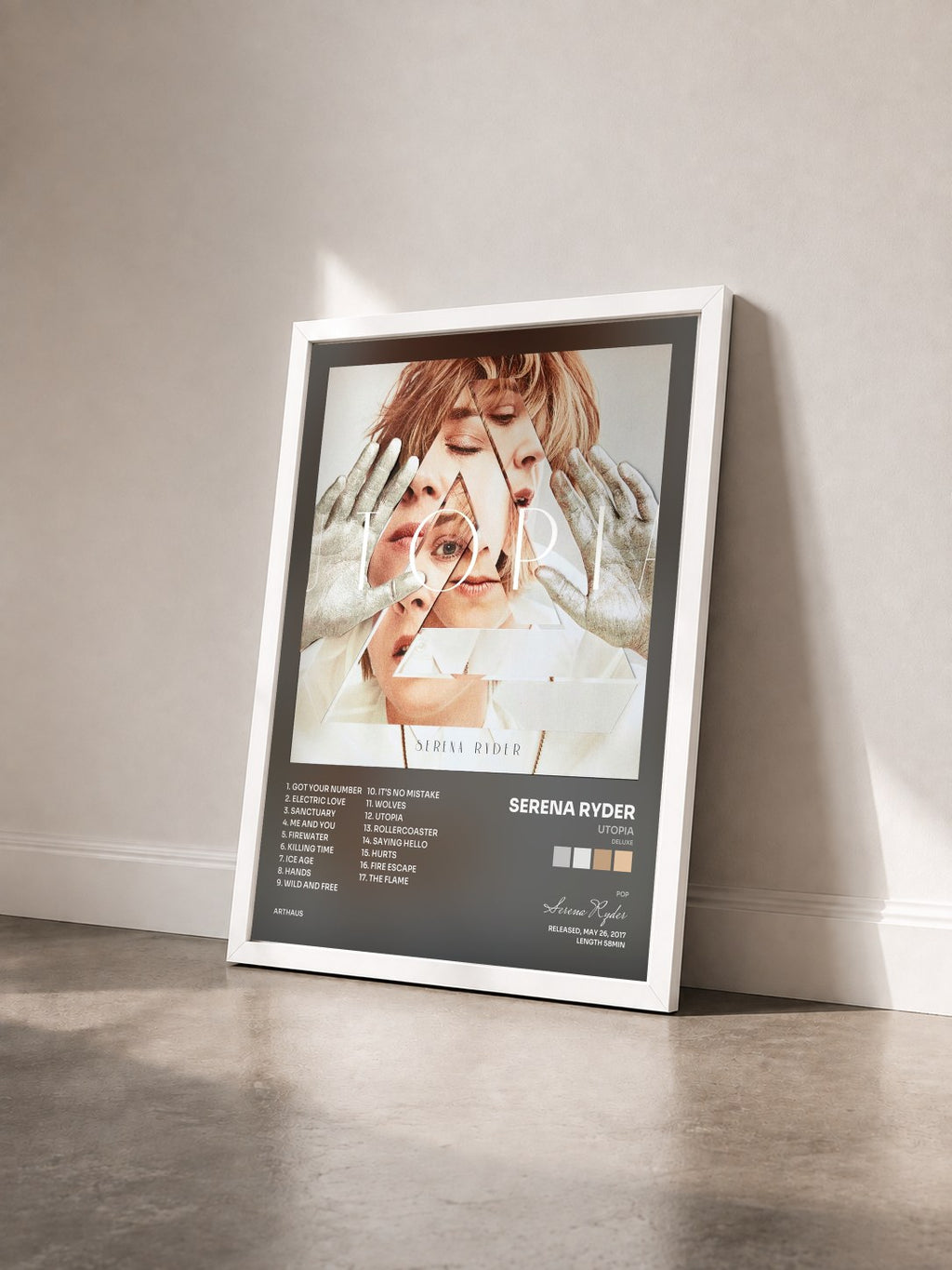 #blanc Tableau de l'album Utopia (Deluxe) de Serena Ryder vu de trois quarts, cadre blanc