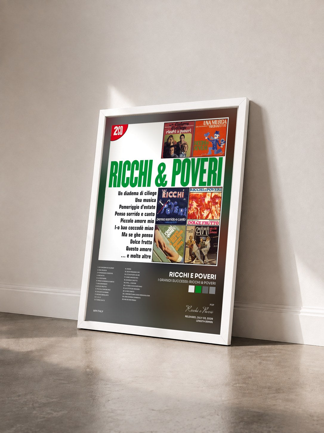#blanc Tableau de l'album I Grandi Successi: Ricchi & Poveri de Ricchi e Poveri vu de trois quarts, cadre blanc