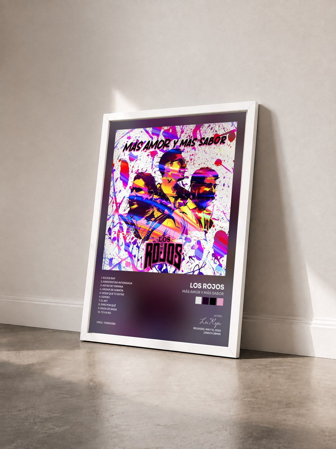 #blanc Tableau de l'album Más Amor Y Más Sabor de Los Rojos vu de trois quarts, cadre blanc