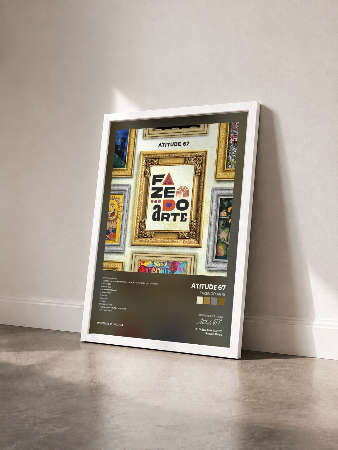 #blanc Tableau de l'album Fazendo Arte de Atitude 67 vu de trois quarts, cadre blanc