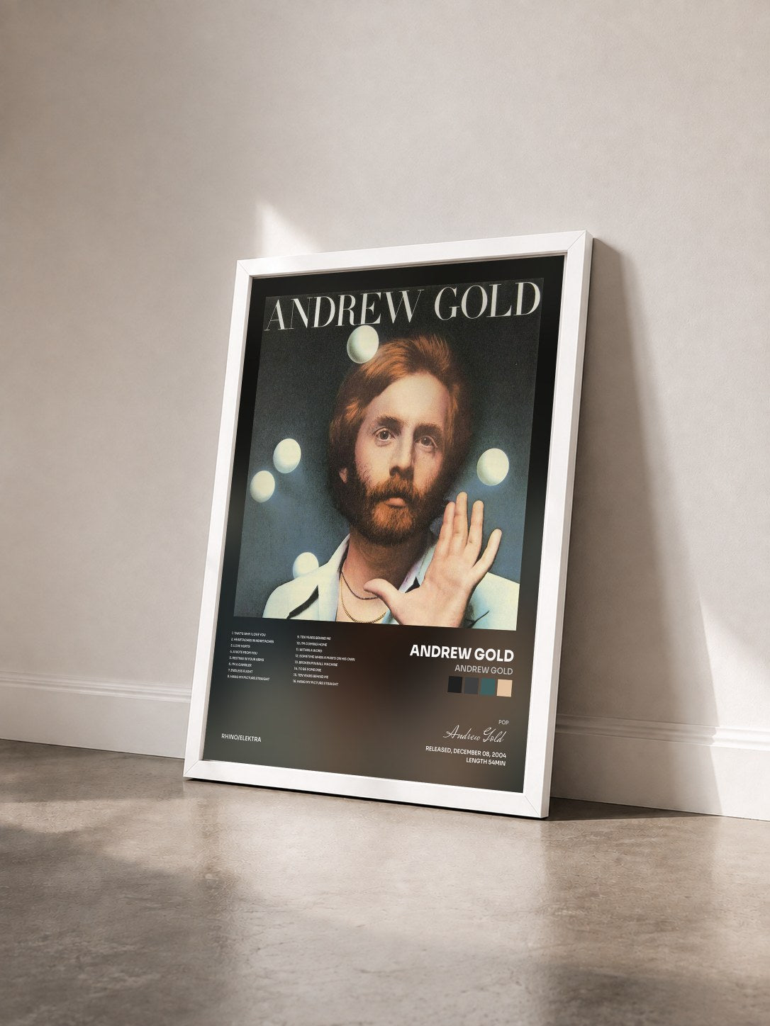 #blanc Tableau de l'album Andrew Gold de Andrew Gold vu de trois quarts, cadre blanc