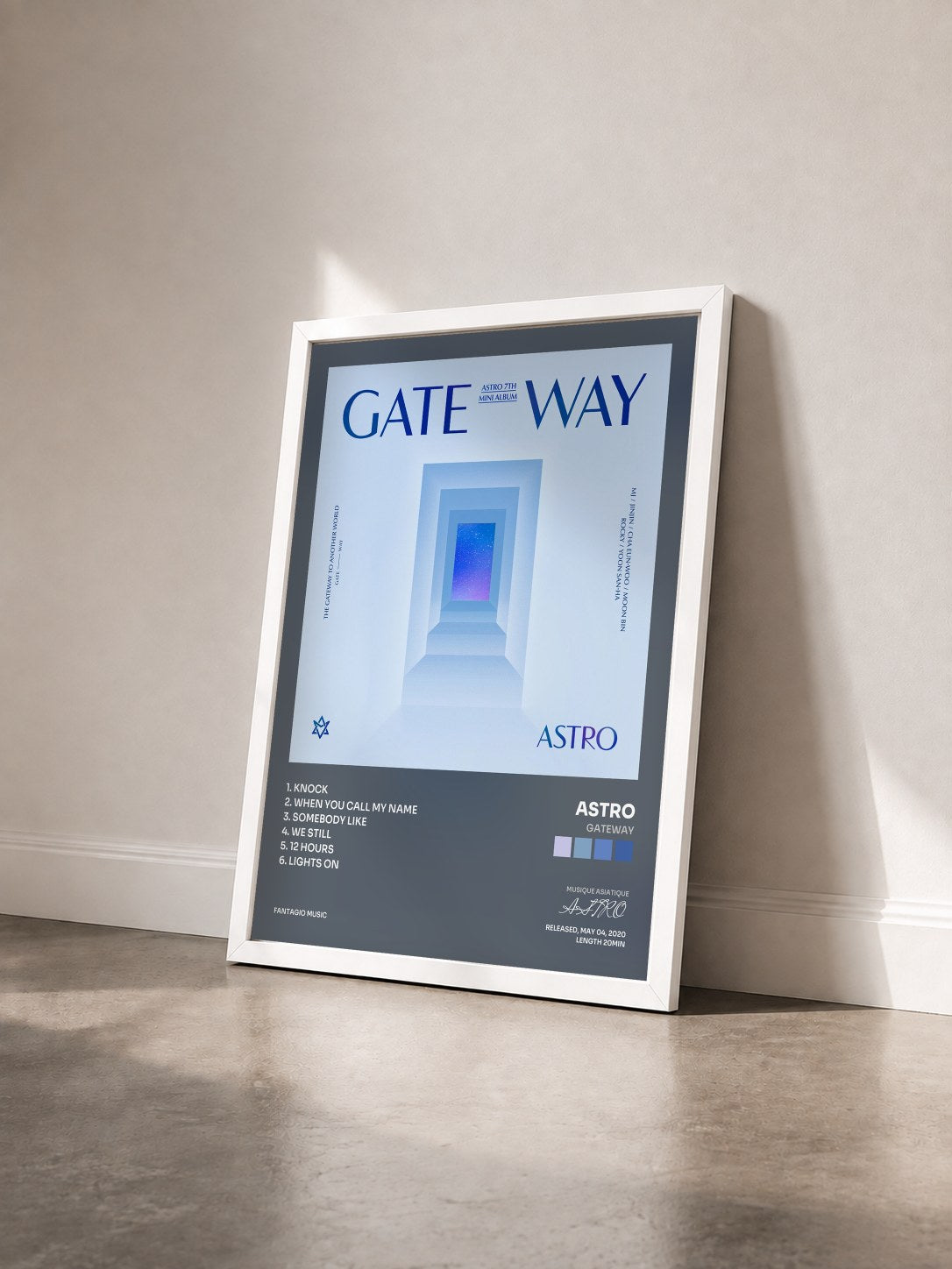 #blanc Tableau de l'album GATEWAY de ASTRO vu de trois quarts, cadre blanc