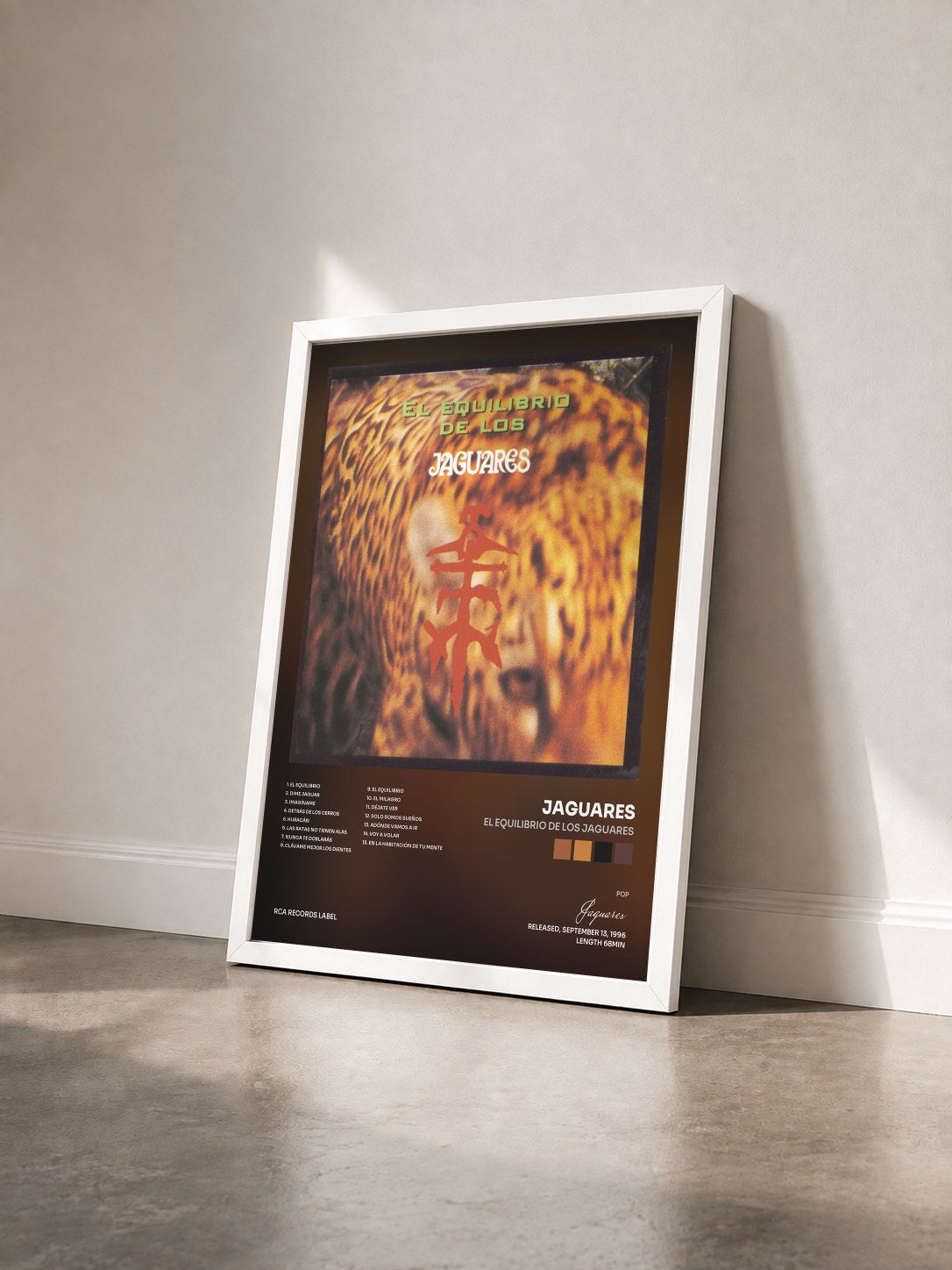 #blanc Tableau de l'album El Equilibrio De Los Jaguares de Jaguares vu de trois quarts, cadre blanc