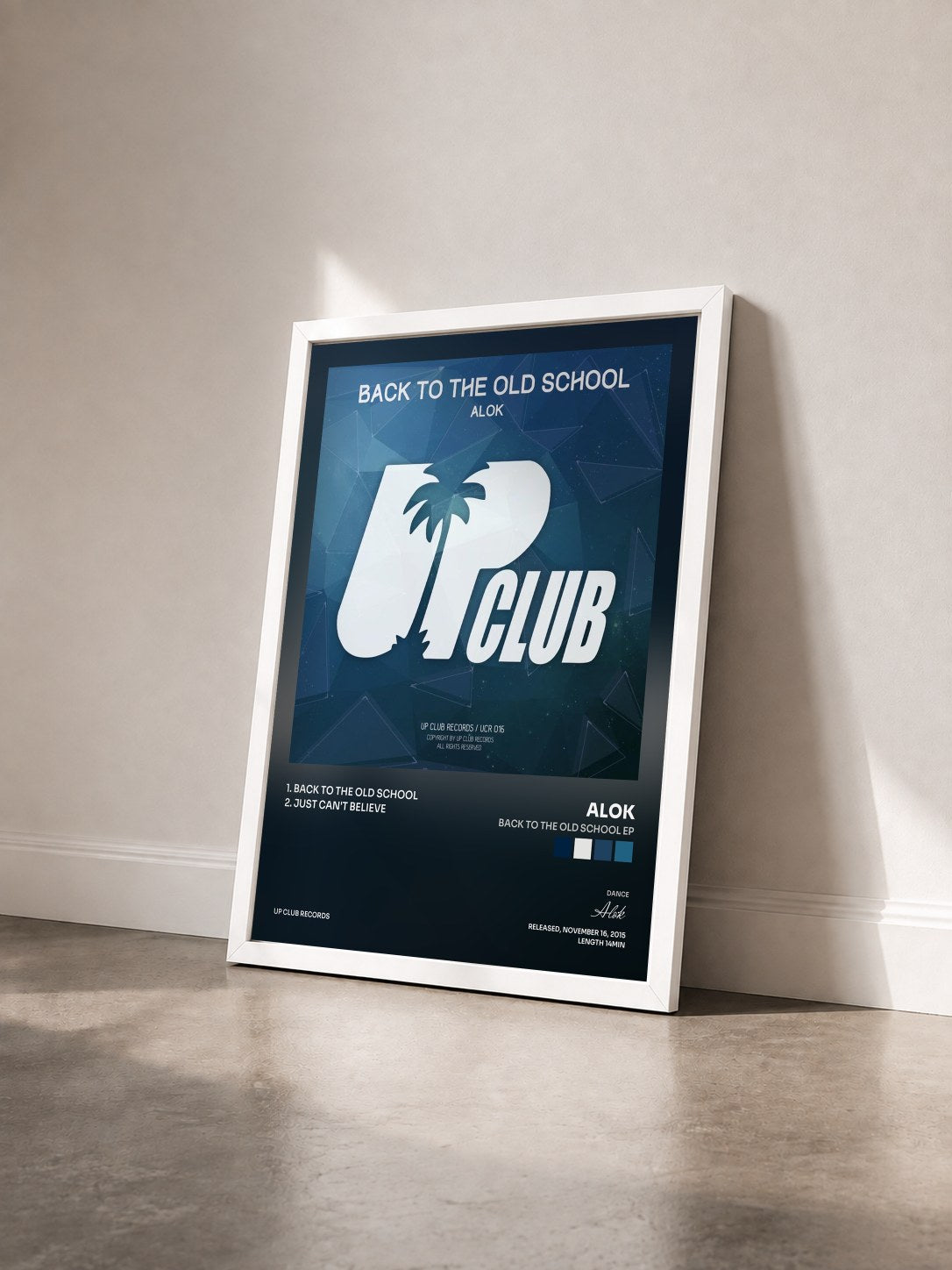#blanc Tableau de l'album Back To The Old School EP de Alok vu de trois quarts, cadre blanc