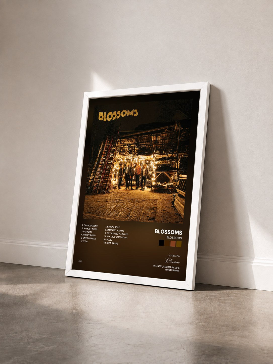 #blanc Tableau de l'album Blossoms de Blossoms vu de trois quarts, cadre blanc