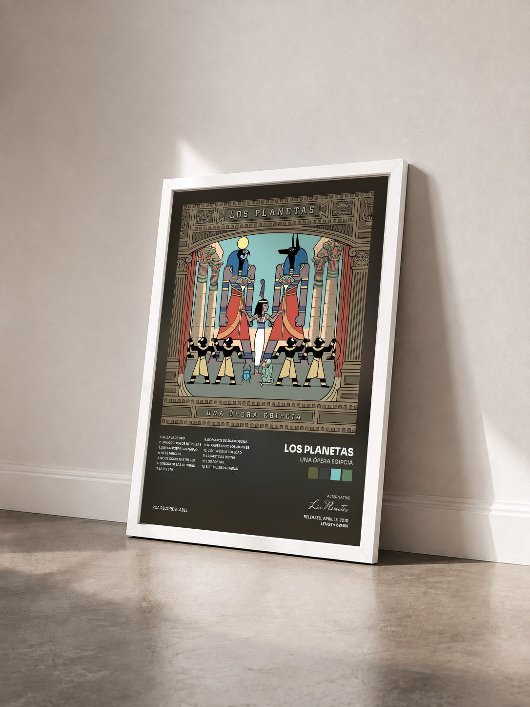 #blanc Tableau de l'album Una Ópera Egipcia de Los Planetas vu de trois quarts, cadre blanc