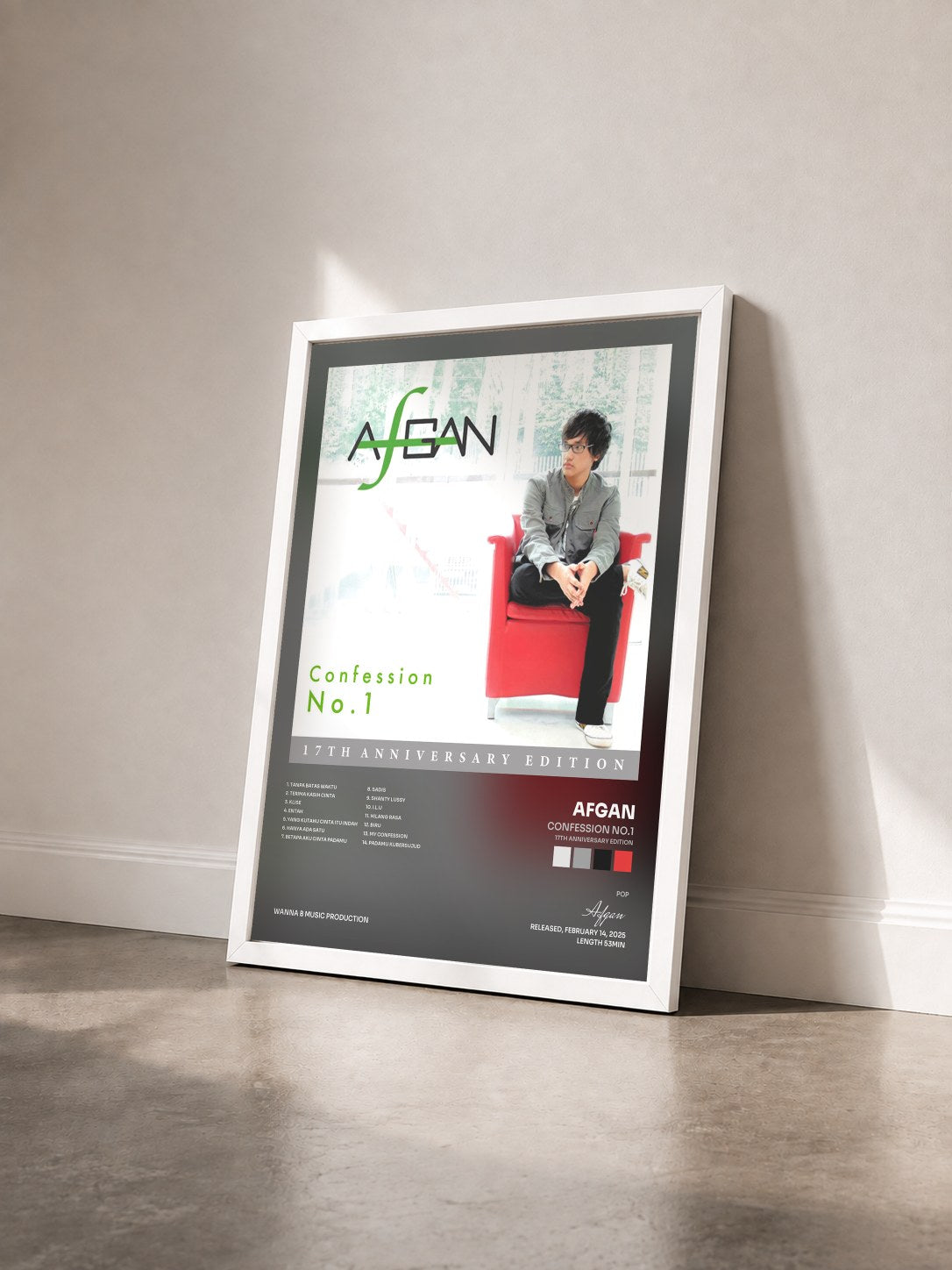 #blanc Tableau de l'album Confession No.1 (17th Anniversary Edition) de Afgan vu de trois quarts, cadre blanc