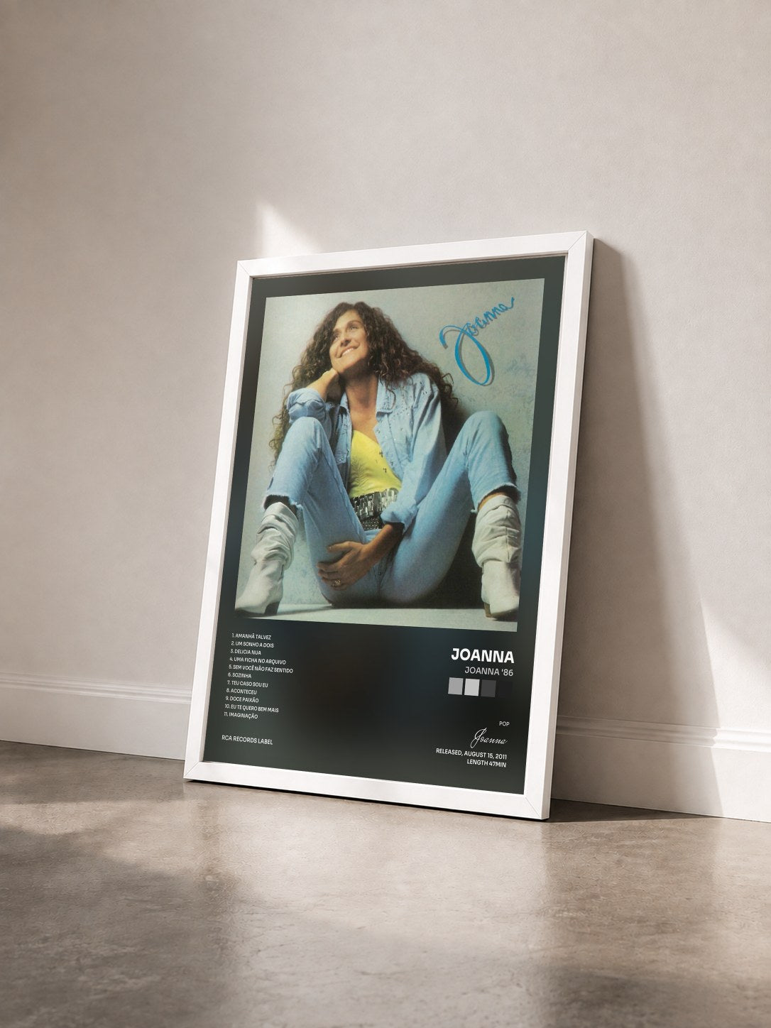 #blanc Tableau de l'album Joanna '86 de Joanna vu de trois quarts, cadre blanc