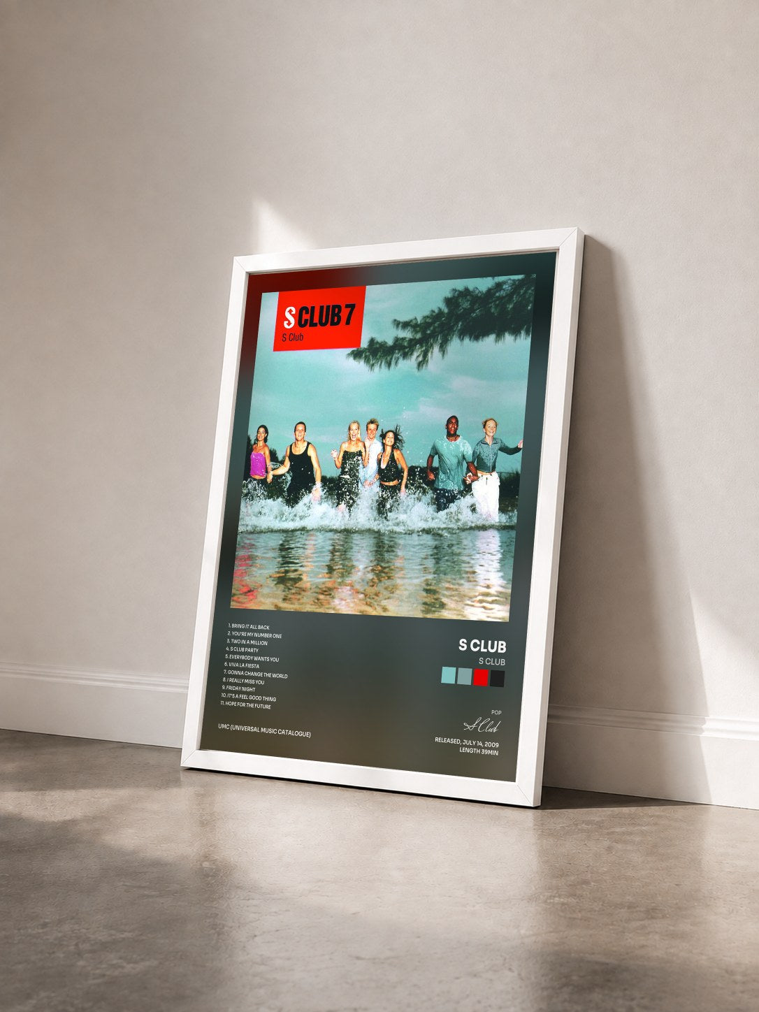 #blanc Tableau de l'album S Club de S Club vu de trois quarts, cadre blanc