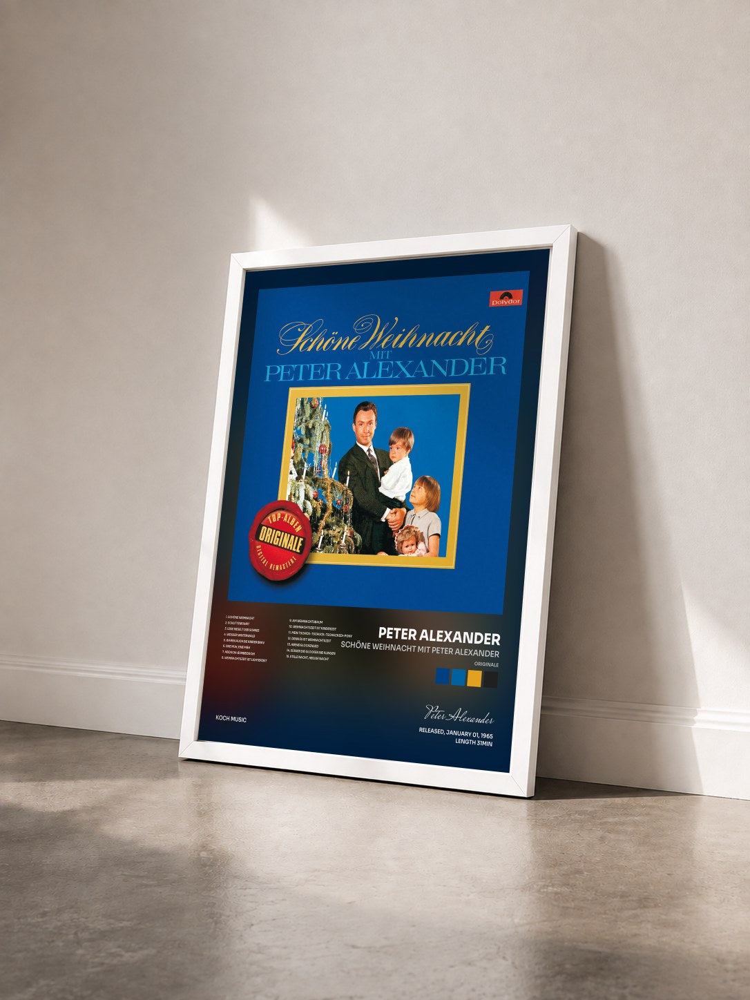 #blanc Tableau de l'album Schöne Weihnacht mit Peter Alexander (Originale) de Peter Alexander vu de trois quarts, cadre blanc