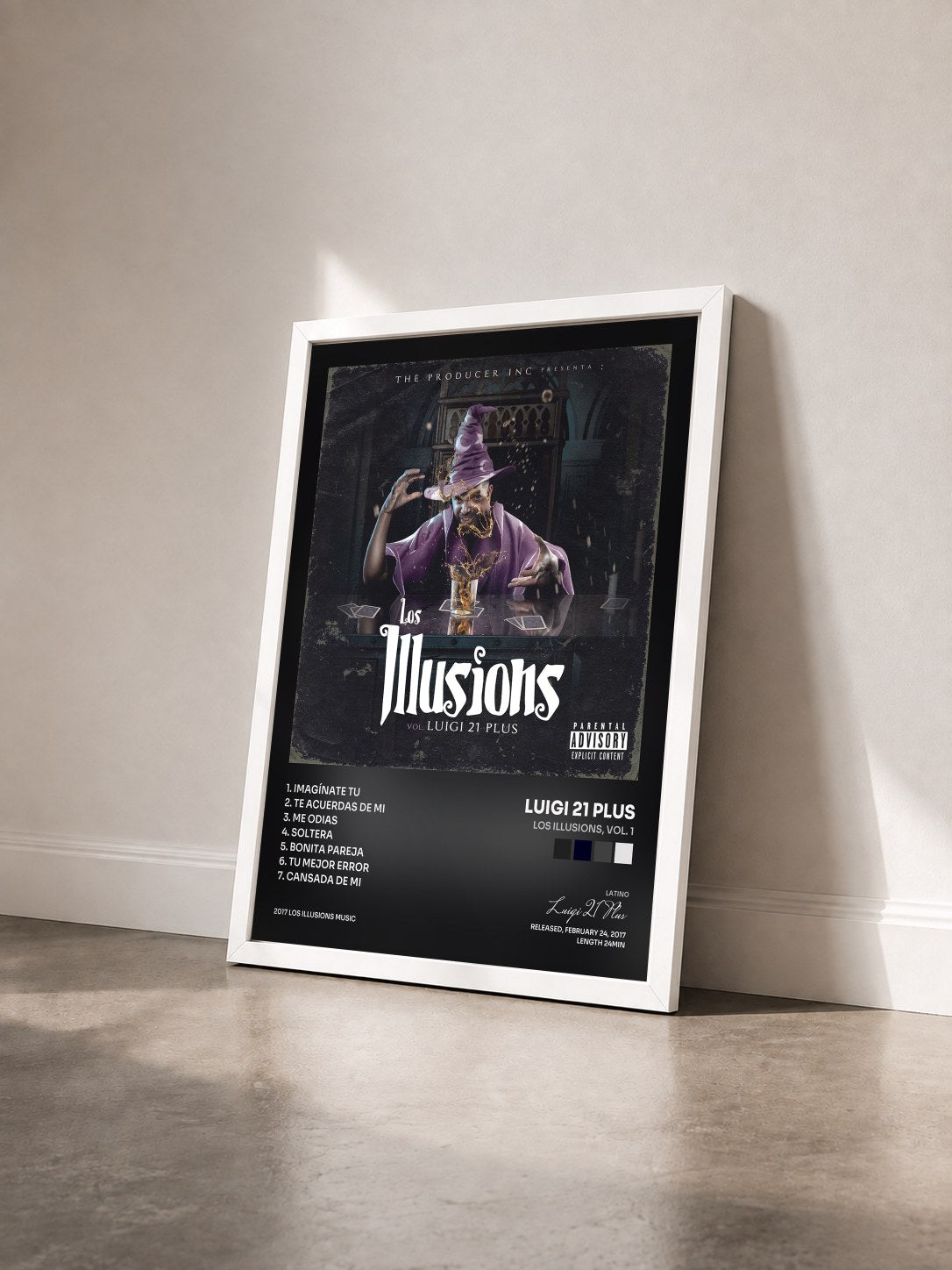 #blanc Tableau de l'album Los Illusions, Vol. 1 de Luigi 21 Plus vu de trois quarts, cadre blanc