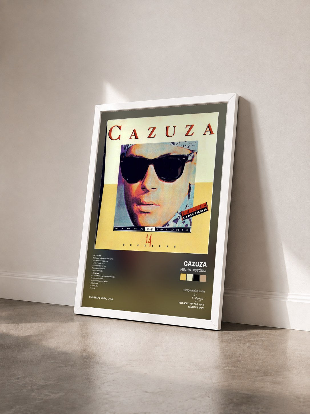 #blanc Tableau de l'album Minha História de Cazuza vu de trois quarts, cadre blanc