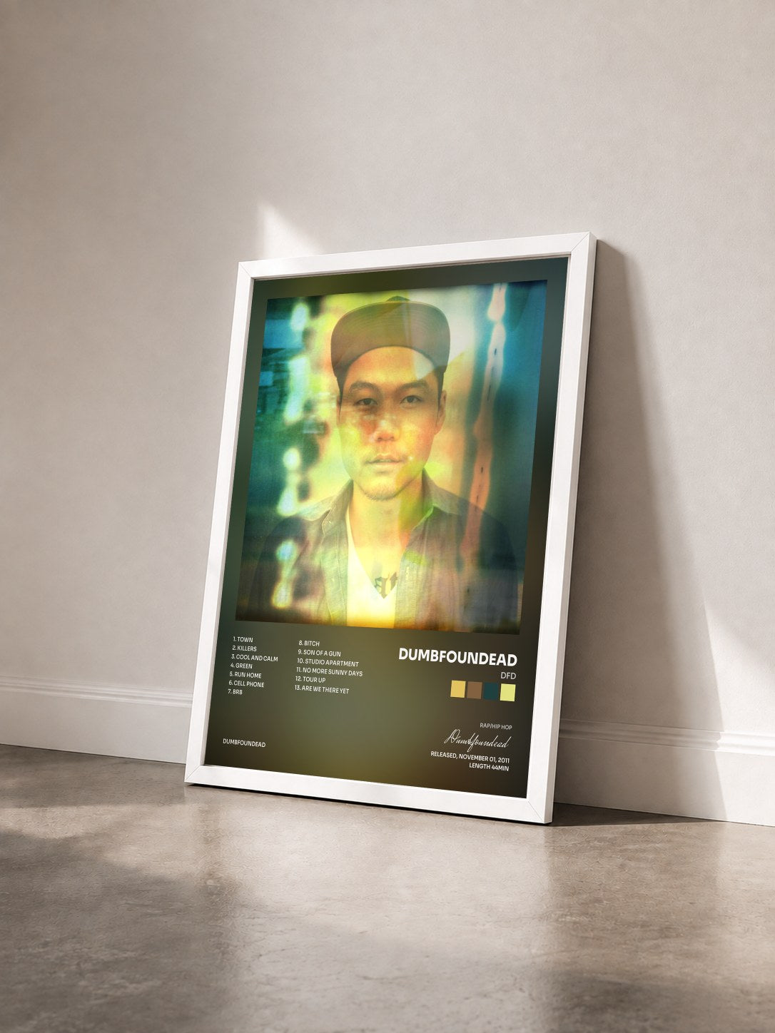 #blanc Tableau de l'album Dfd de Dumbfoundead vu de trois quarts, cadre blanc