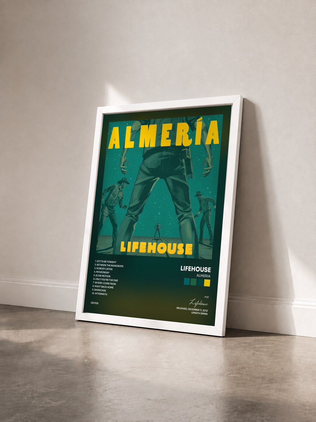 #blanc Tableau de l'album Almeria de Lifehouse vu de trois quarts, cadre blanc