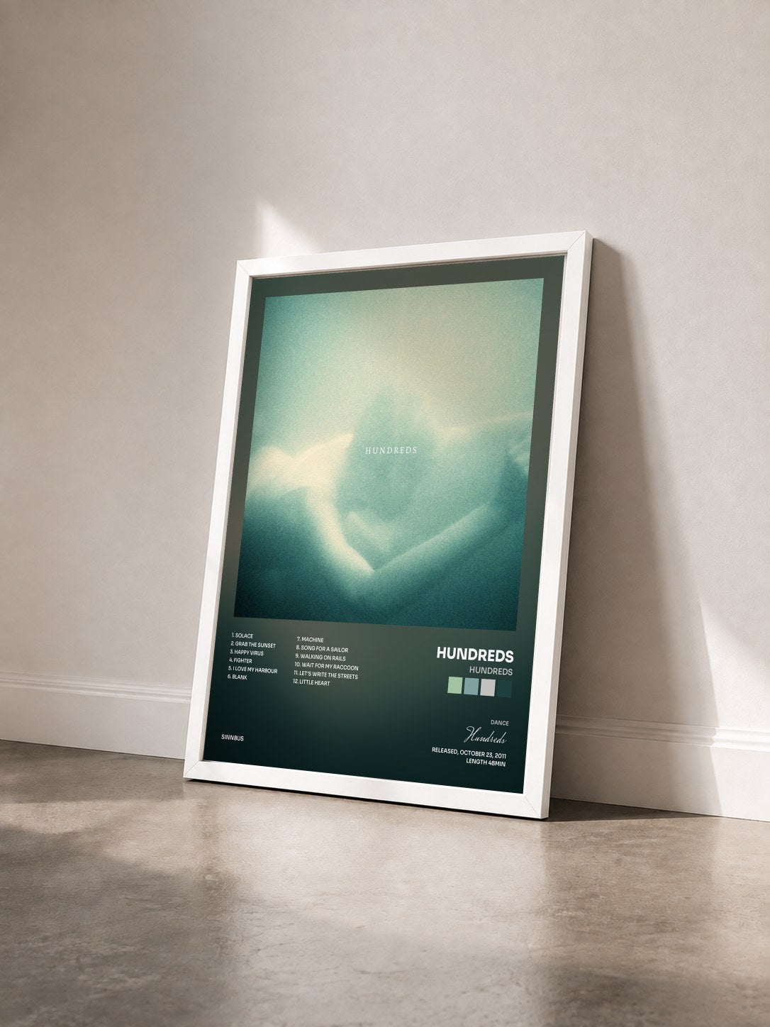 #blanc Tableau de l'album Hundreds de Hundreds vu de trois quarts, cadre blanc