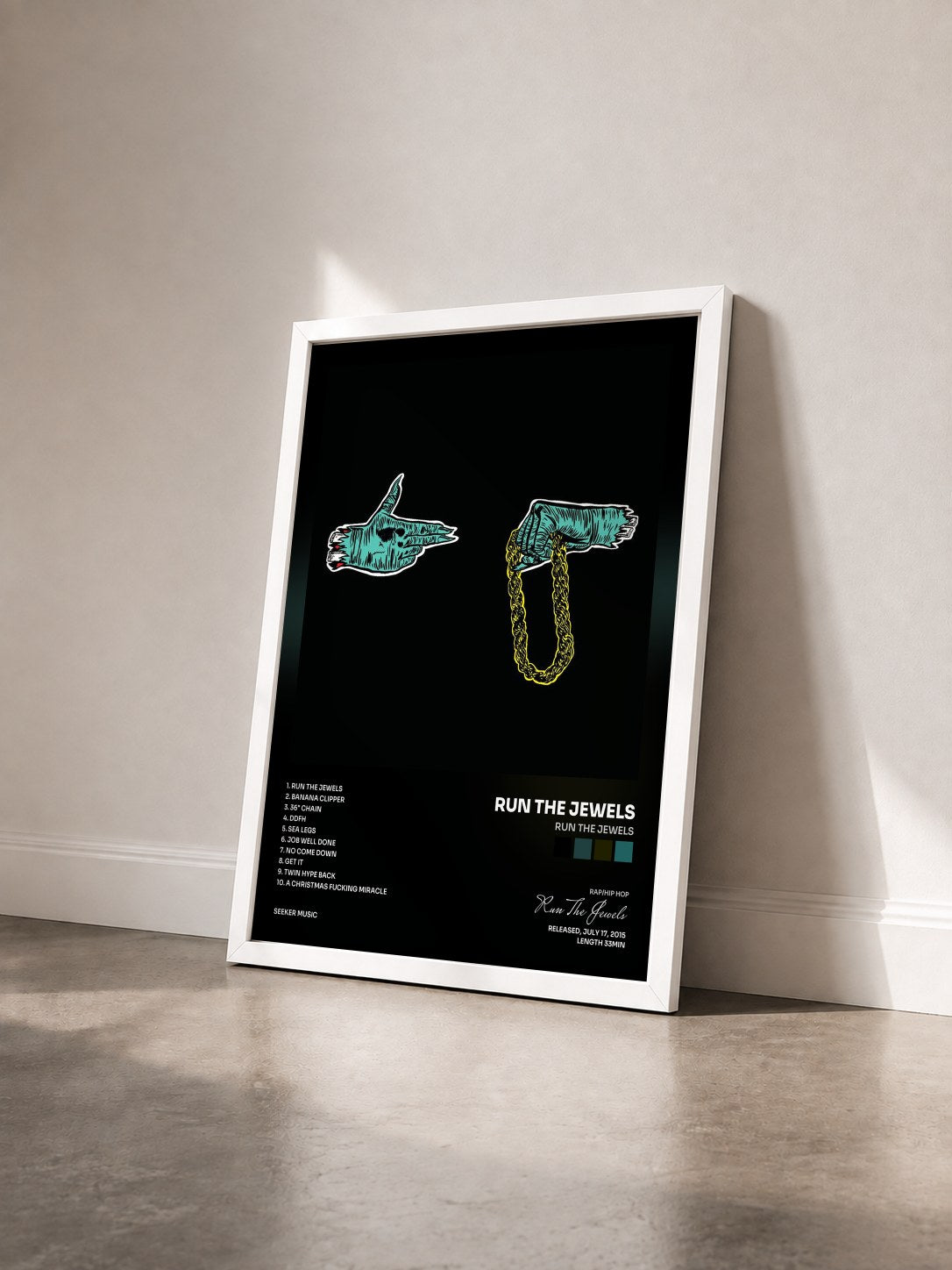 #blanc Tableau de l'album Run The Jewels de Run The Jewels vu de trois quarts, cadre blanc