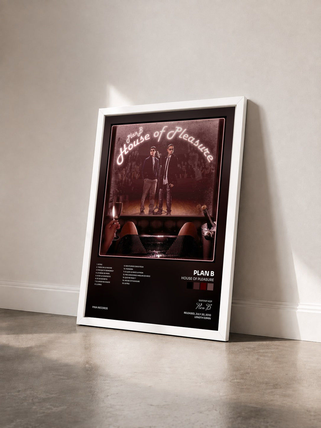 #blanc Tableau de l'album House of Pleasure de Plan B vu de trois quarts, cadre blanc