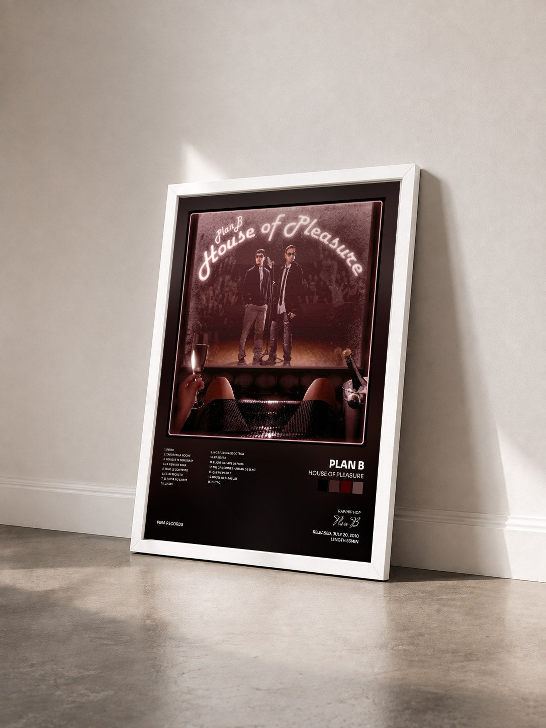 #blanc Tableau de l'album House of Pleasure de Plan B vu de trois quarts, cadre blanc