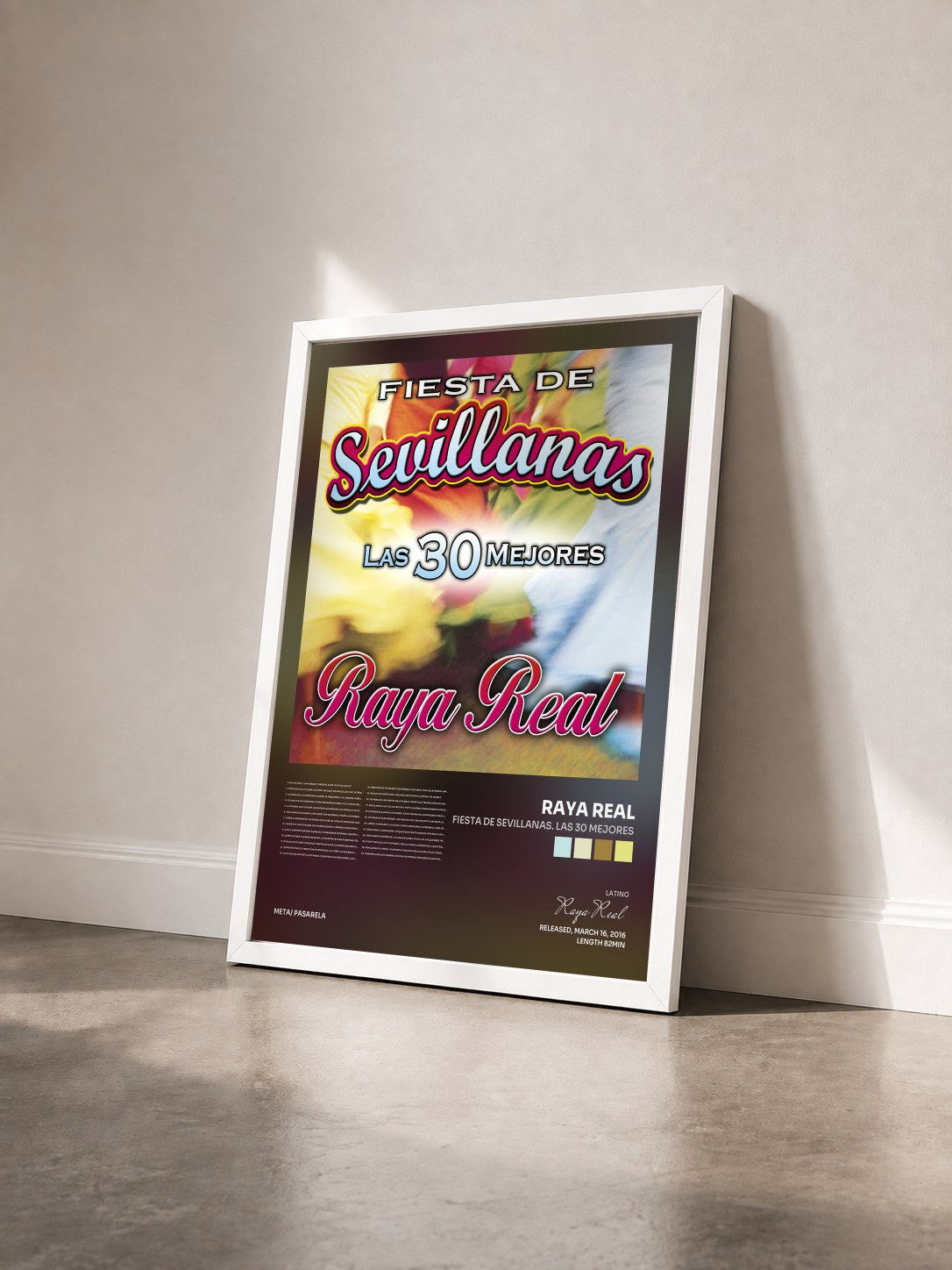 #blanc Tableau de l'album Fiesta de Sevillanas. Las 30 Mejores de Raya Real vu de trois quarts, cadre blanc