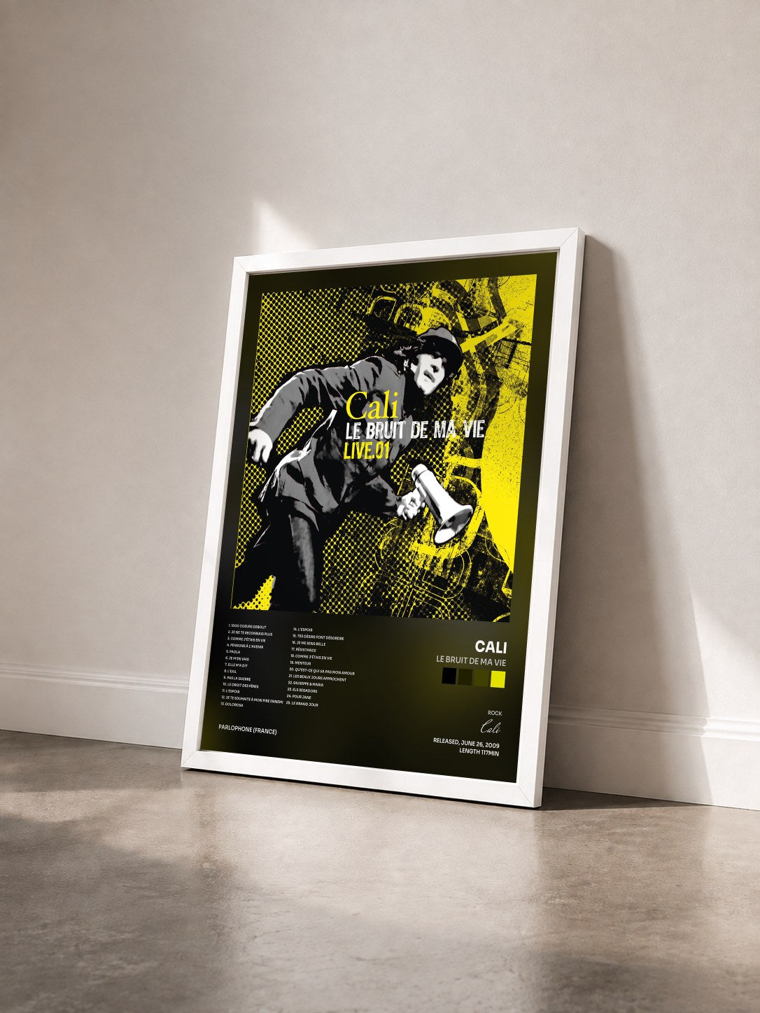 #blanc Tableau de l'album Le bruit de ma vie de Cali vu de trois quarts, cadre blanc