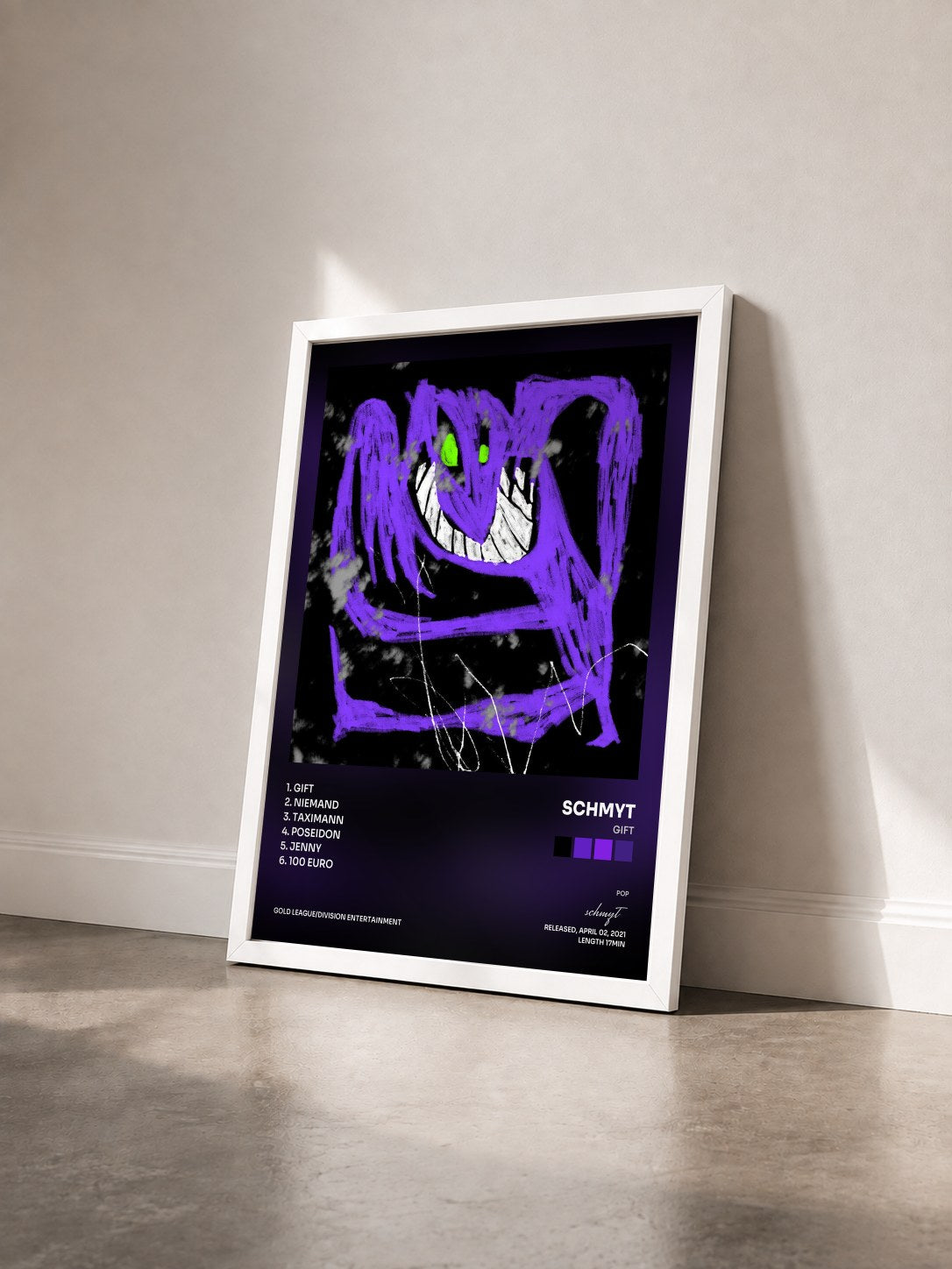 #blanc Tableau de l'album Gift de schmyt vu de trois quarts, cadre blanc