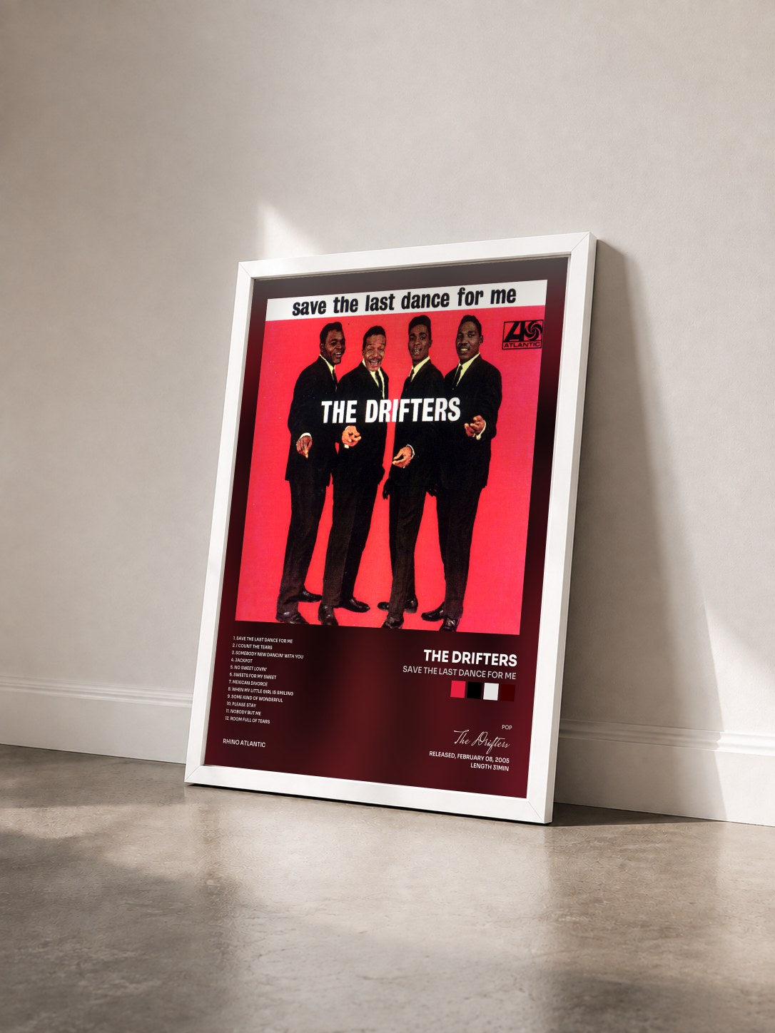 #blanc Tableau de l'album Save the Last Dance for Me de The Drifters vu de trois quarts, cadre blanc
