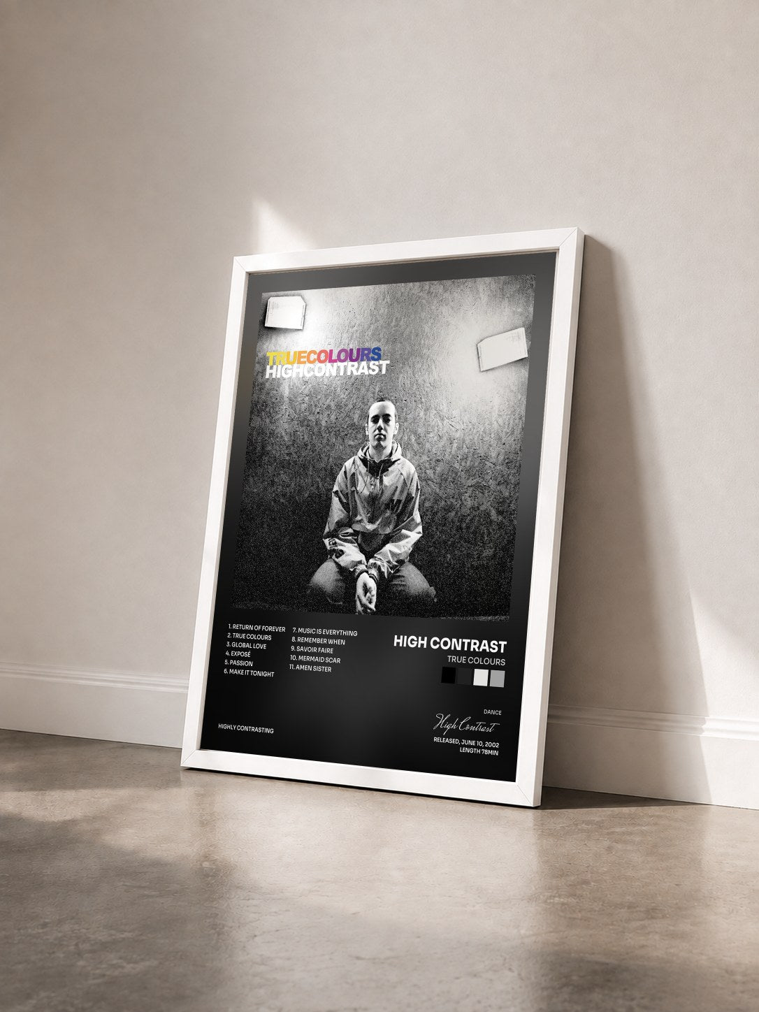 #blanc Tableau de l'album True Colours de High Contrast vu de trois quarts, cadre blanc