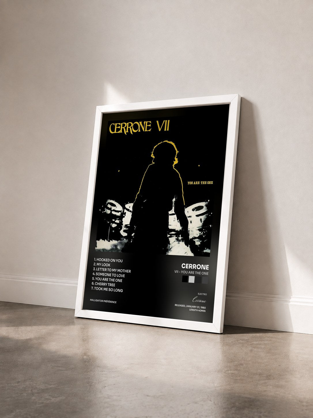 #blanc Tableau de l'album VII - You Are the One de Cerrone vu de trois quarts, cadre blanc