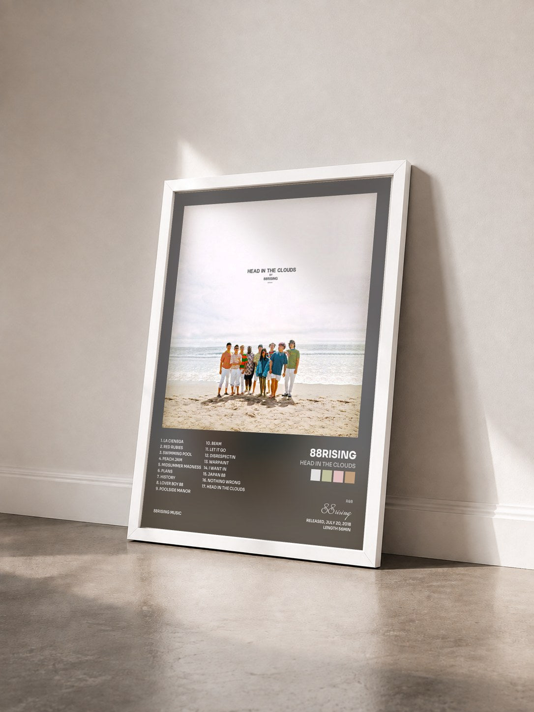 #blanc Tableau de l'album Head In The Clouds de 88rising vu de trois quarts, cadre blanc