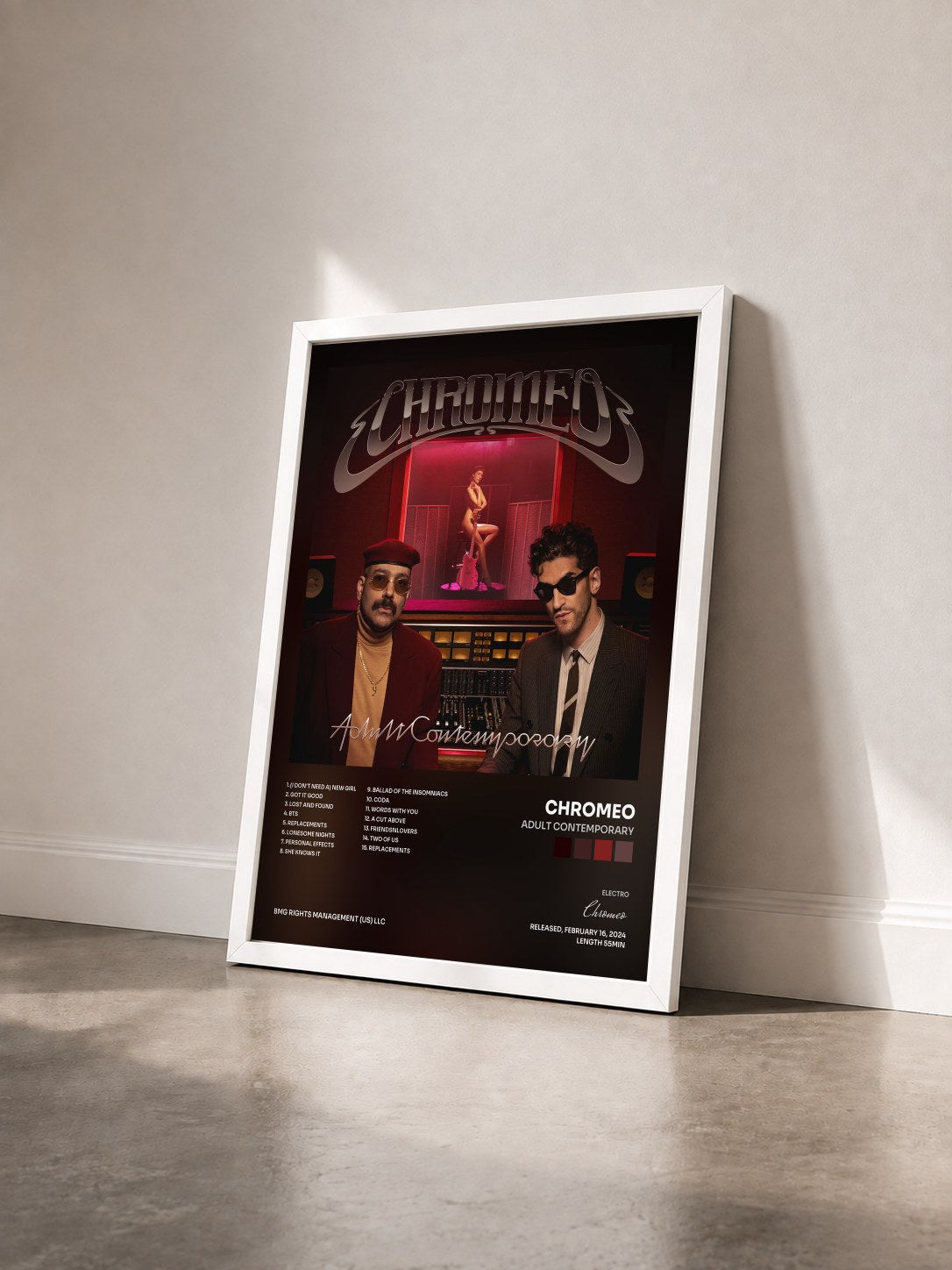 #blanc Tableau de l'album Adult Contemporary de Chromeo vu de trois quarts, cadre blanc