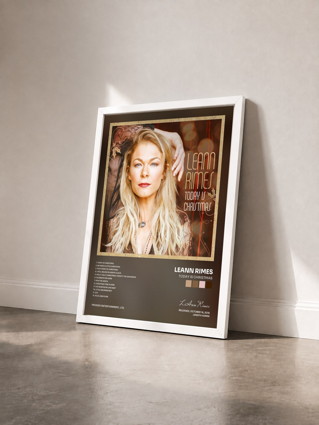 #blanc Today Is Christmas by LeAnn Rimes as a framed art print seen at an angle, white frame