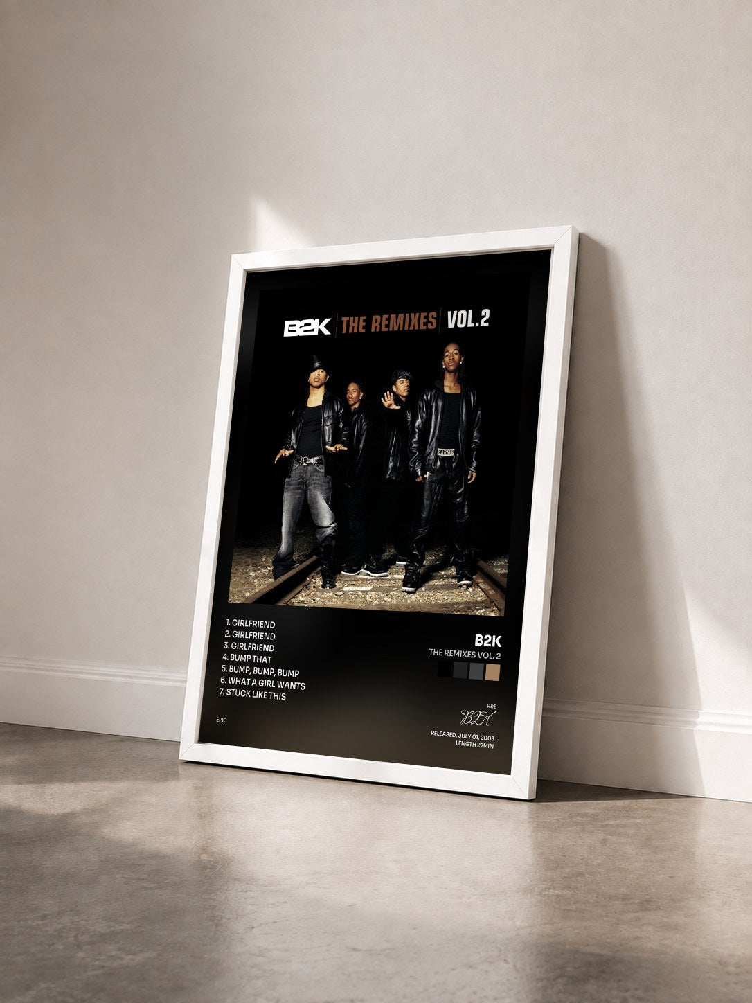 #blanc Tableau de l'album The Remixes Vol. 2 de B2K vu de trois quarts, cadre blanc