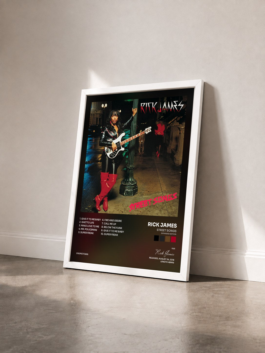 #blanc Tableau de l'album Street Songs (Expanded Edition) de Rick James vu de trois quarts, cadre blanc