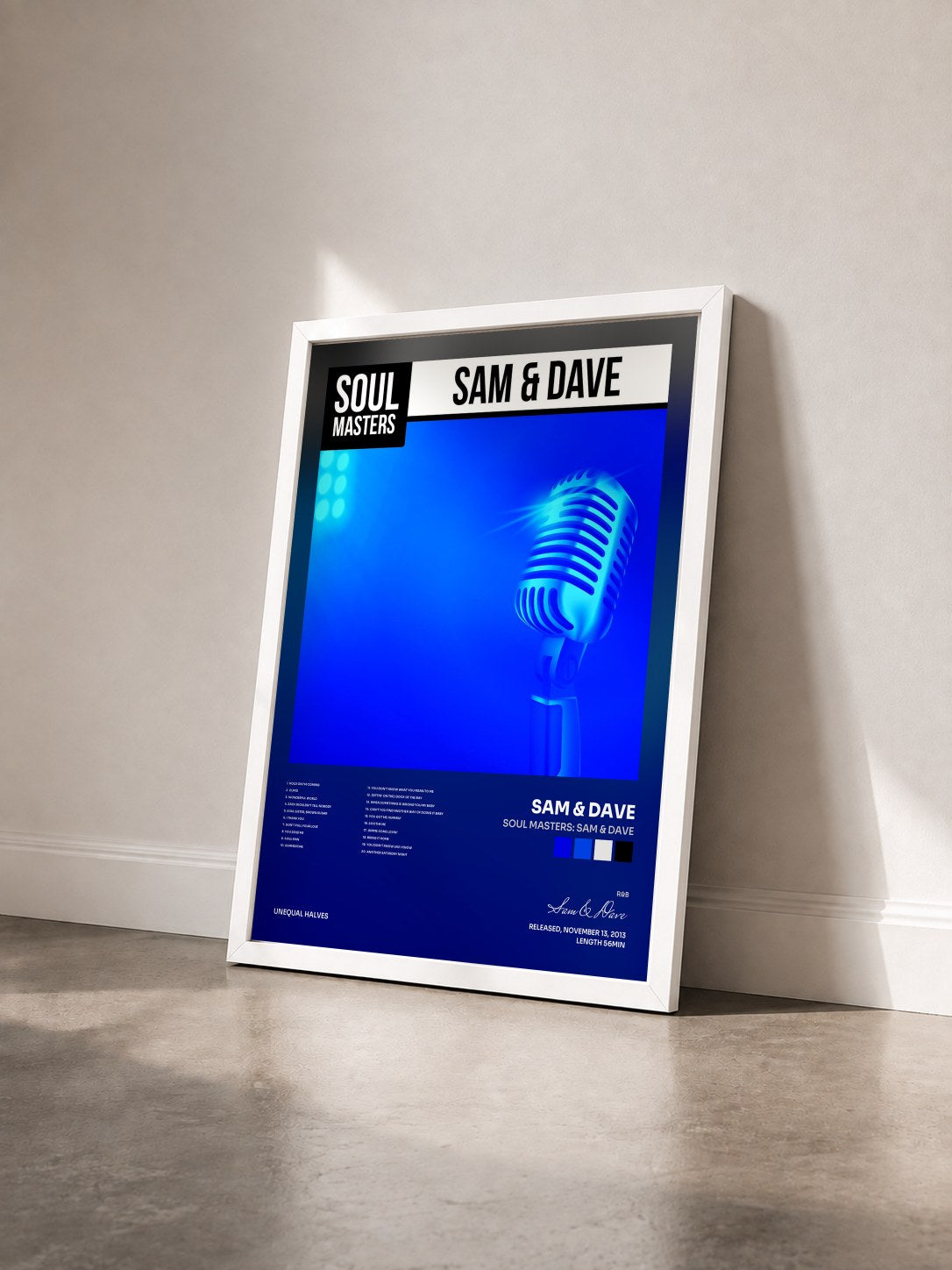 #blanc Tableau de l'album Soul Masters: Sam & Dave de Sam & Dave vu de trois quarts, cadre blanc