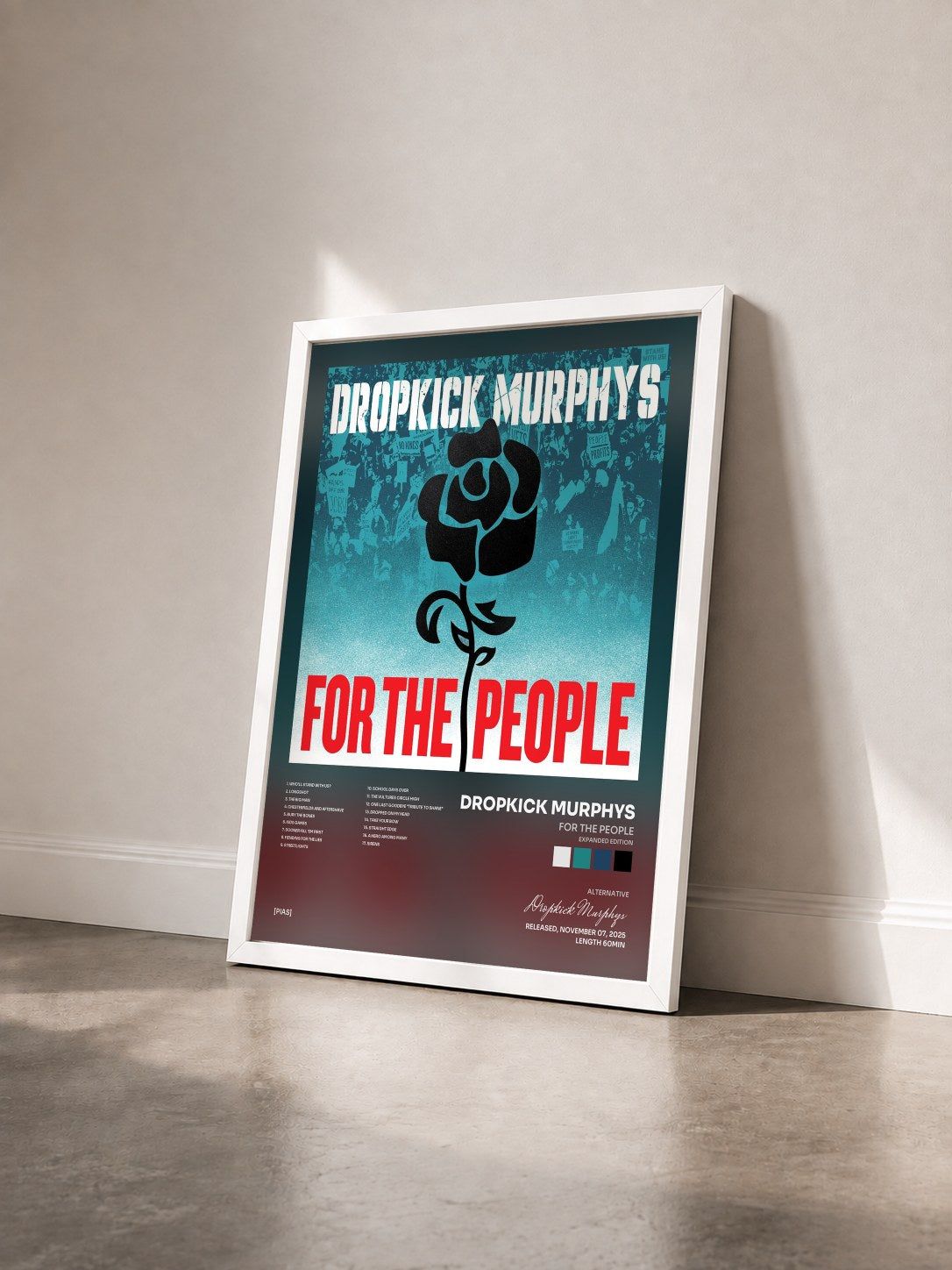 #blanc Tableau de l'album For The People (Expanded Edition) de Dropkick Murphys vu de trois quarts, cadre blanc